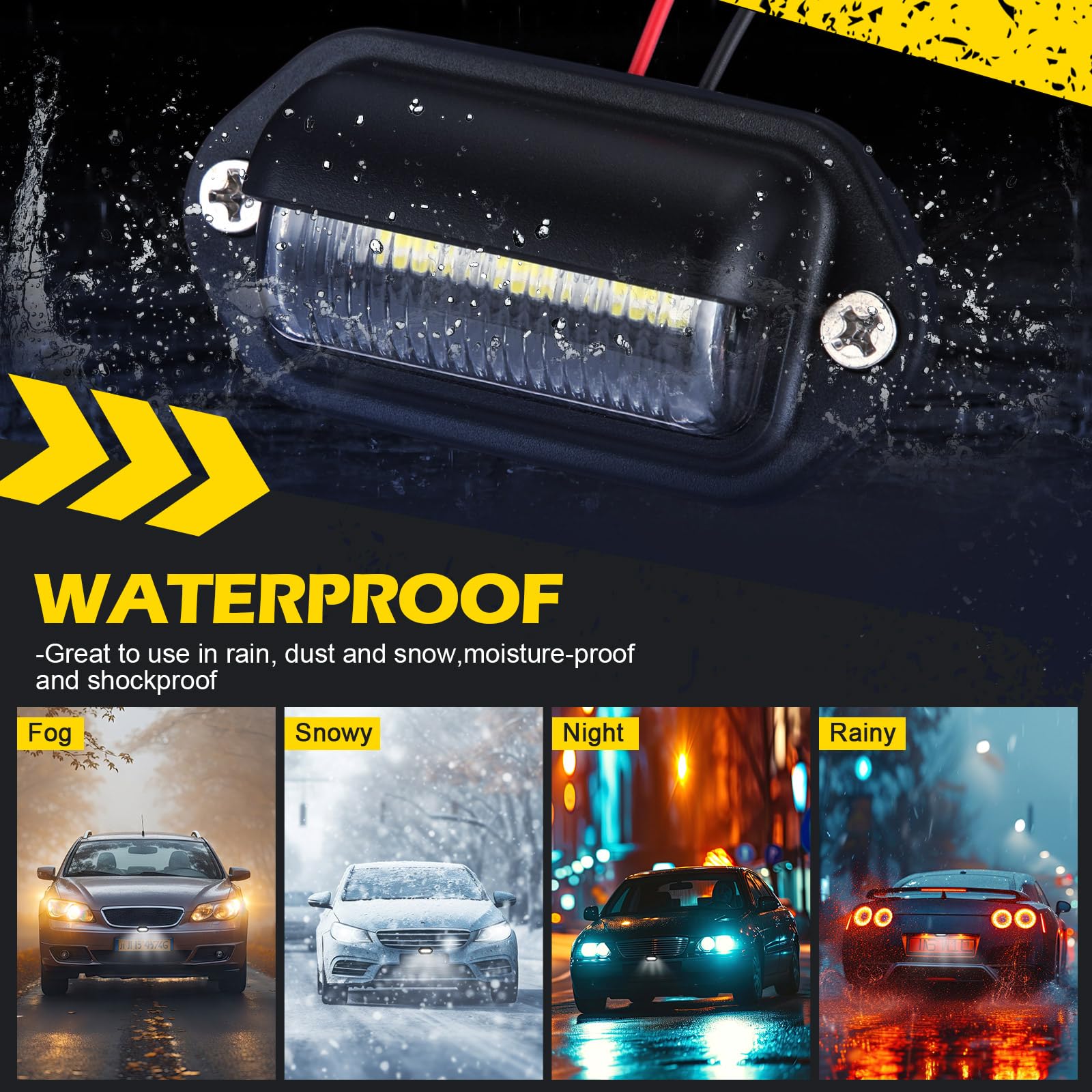 Mudder License Plate Light - 12V, 6 LED, Waterproof Taillight for Truck, SUV, Trailer, RV, Boats