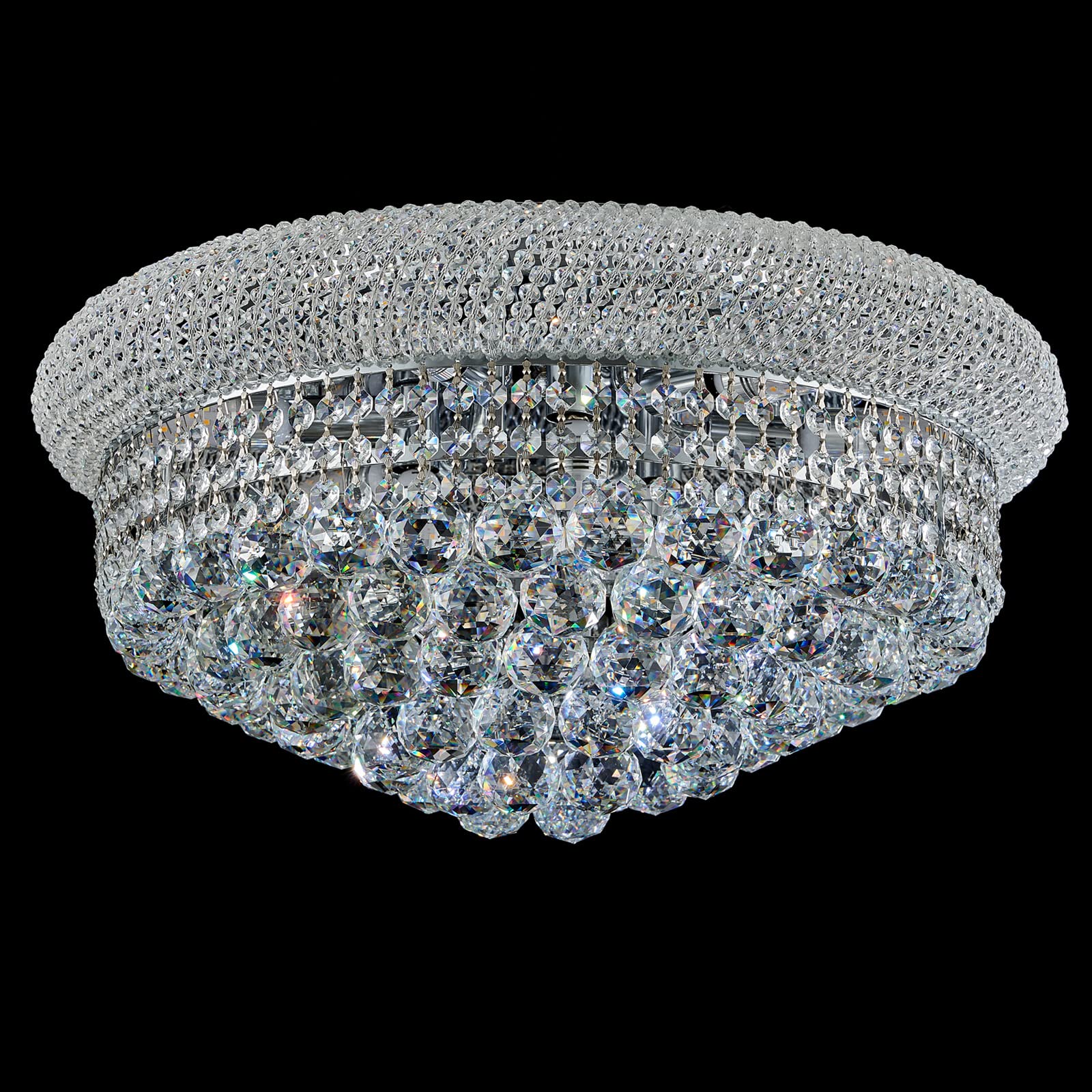 Homeooze 9 - Light Flush Mount Crystal Chandelier for Living Room Dining Room Entryway Hallway Bedroom Foyer Chrome Finish