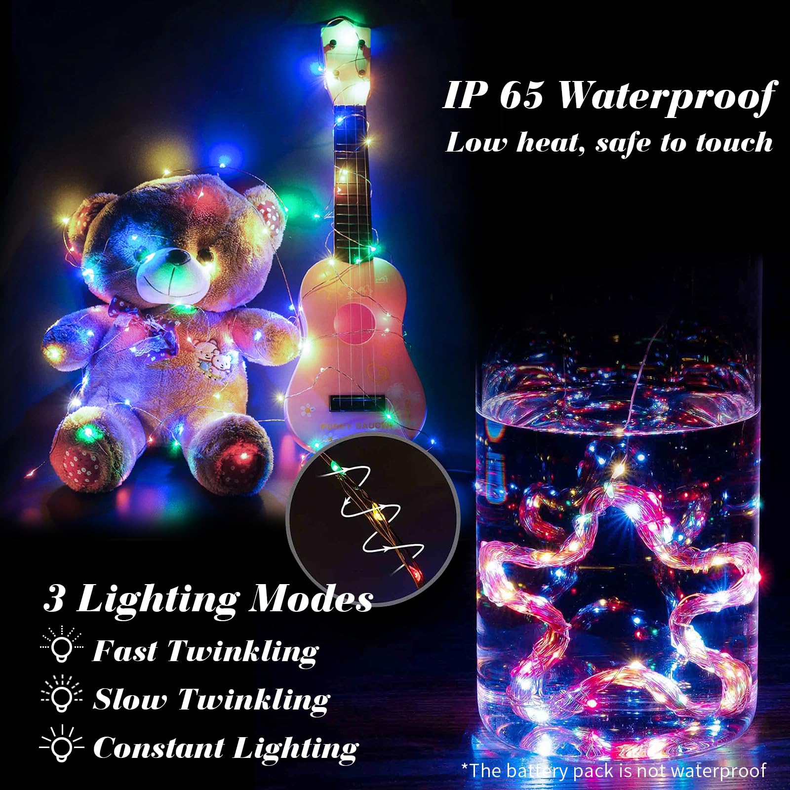 24 Pack Fairy Lights Battery Operated, String Lights Battery Powered 7Ft 20 Led Fairy Lights Copper Wire Twinkle Lights For Diy, Parties, Wedding, Bedroom, Christmas Decoration(Multi-Colored, 24)