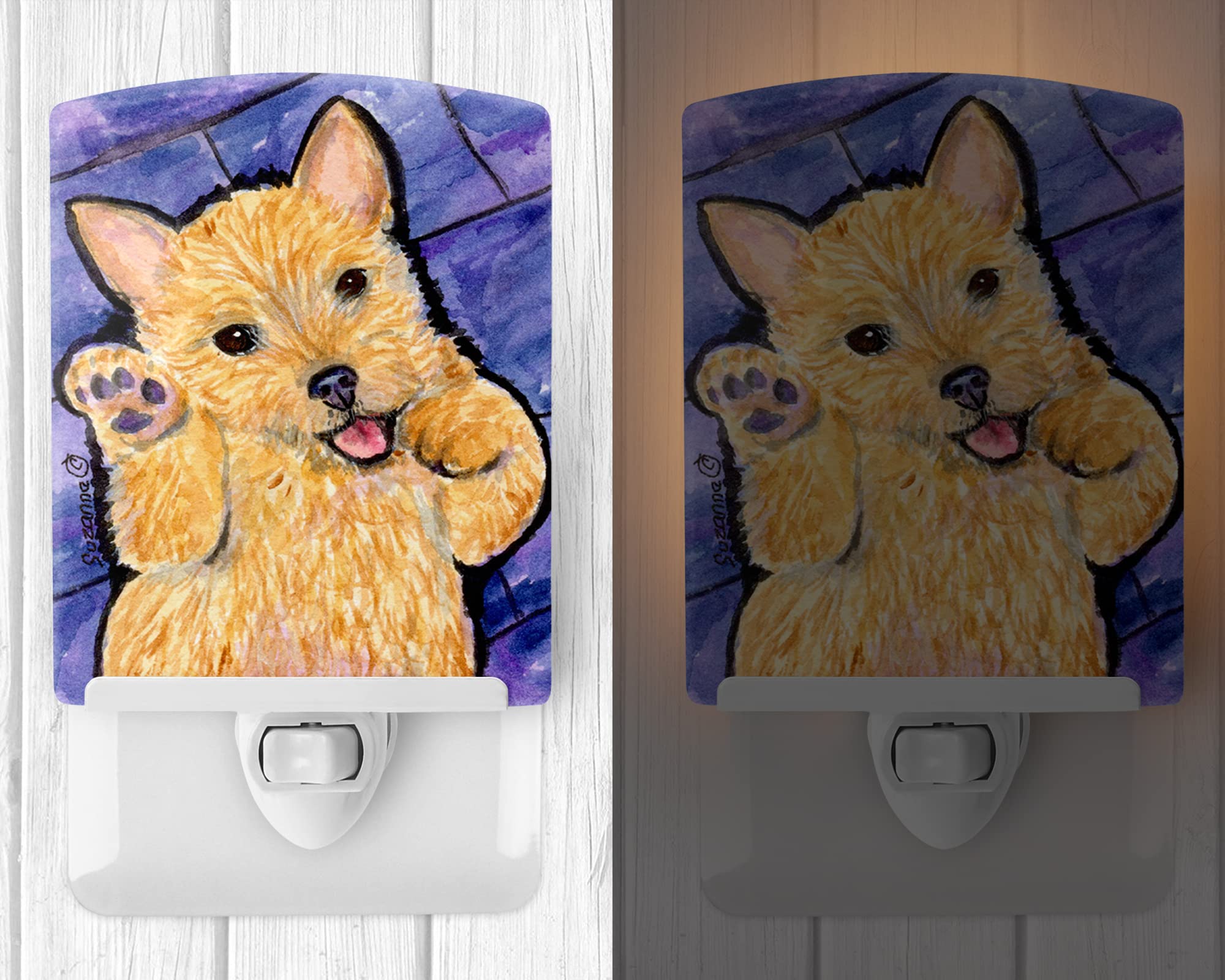 Caroline'S Treasures Ss8911Cnl Norwich Terrier Ceramic Night Light Compact, Ul-Certified, Ideal For Bedroom, Bathroom, Nursery, Hallway, Kitchen, 6X4X3, Multicolor
