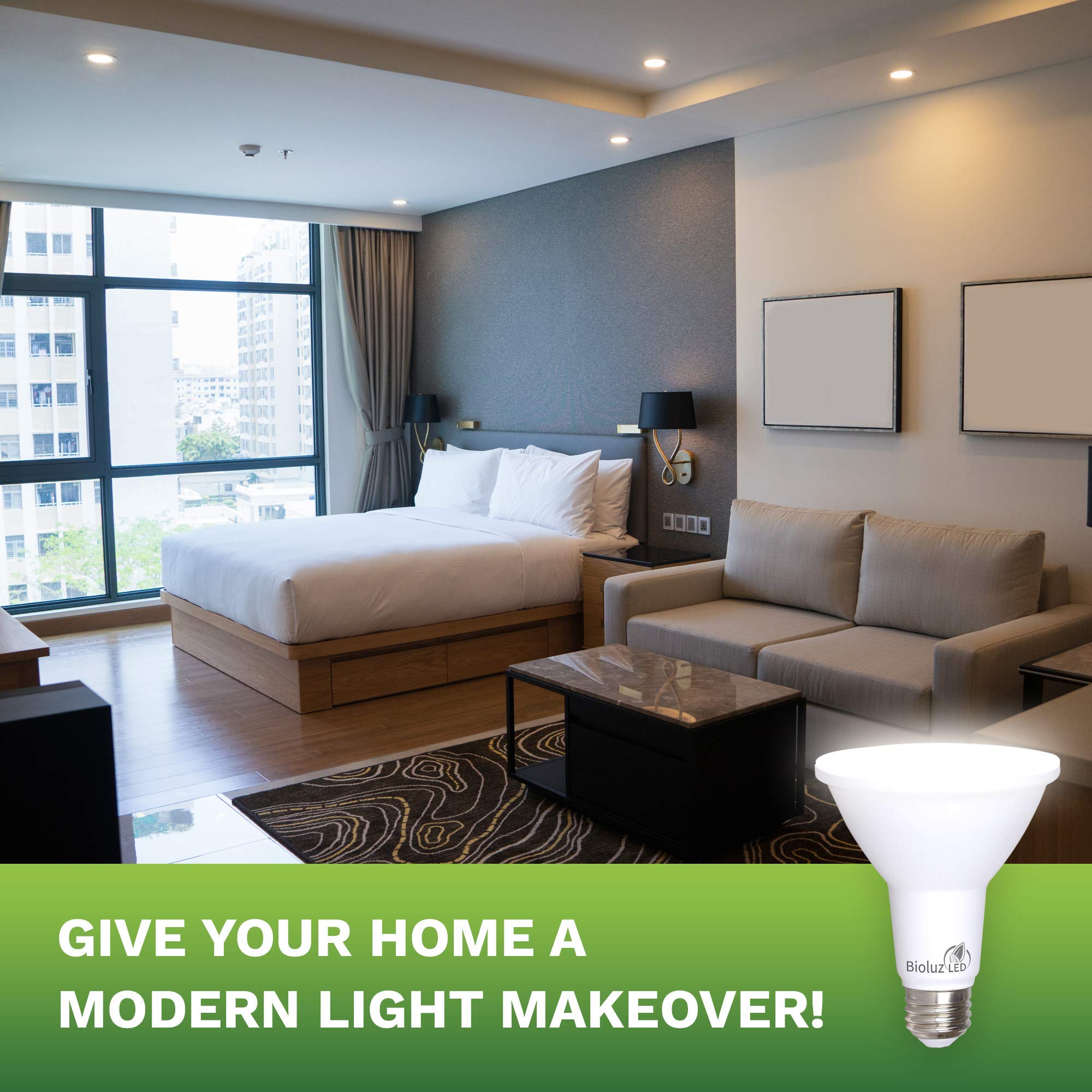 Bioluz 4-Pack PAR30 LED Light Bulbs, 10W = 100W Replacement, 5000K Daylight, 90 CRI, Dimmable, Outdoor Flood Lights, Indoor Spot