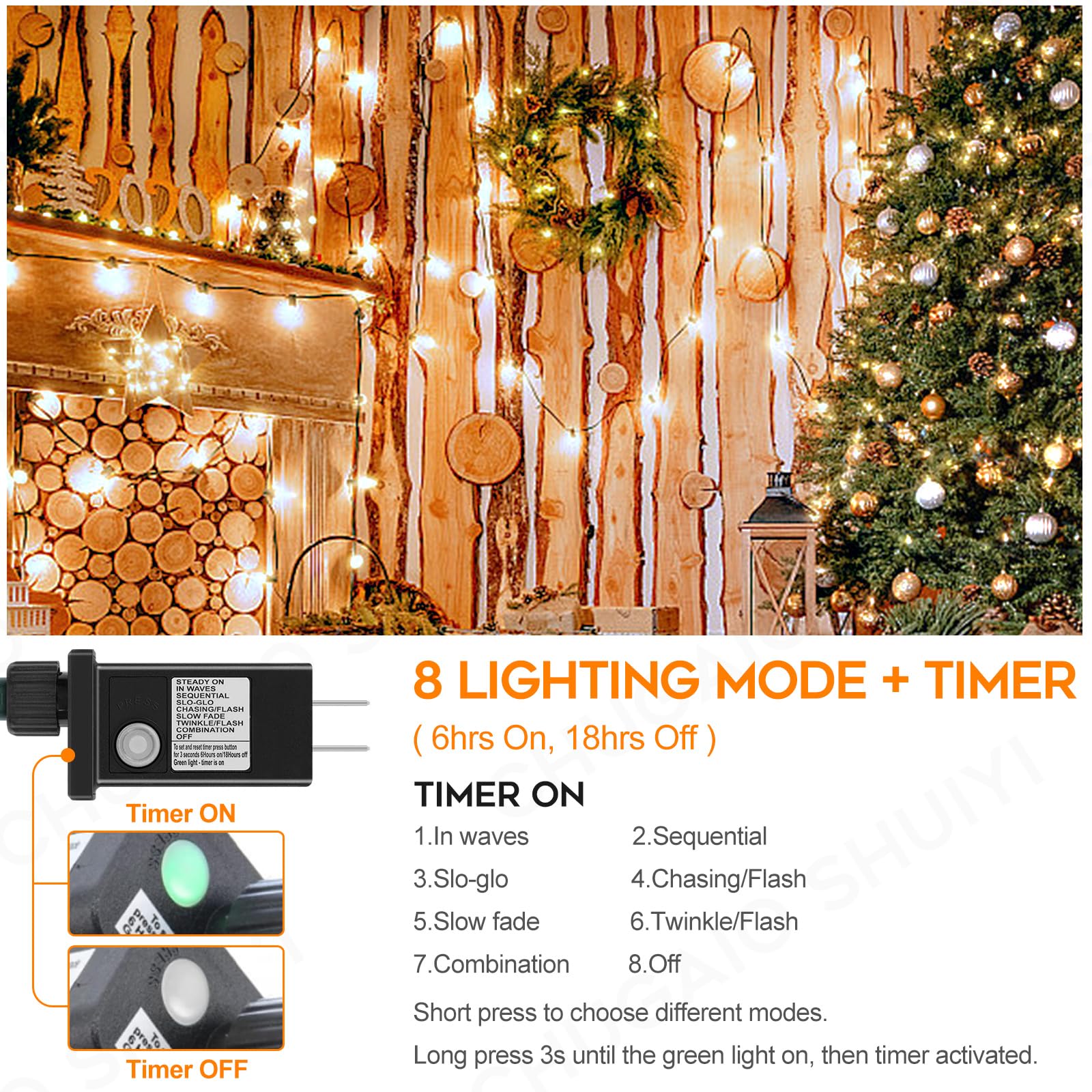 Extra Long 132Ft Christmas Decorative Mini Lights, 400 Led Black Wire Fairy Starry String Lights Plug In, Timer & Memory & 8 Mod