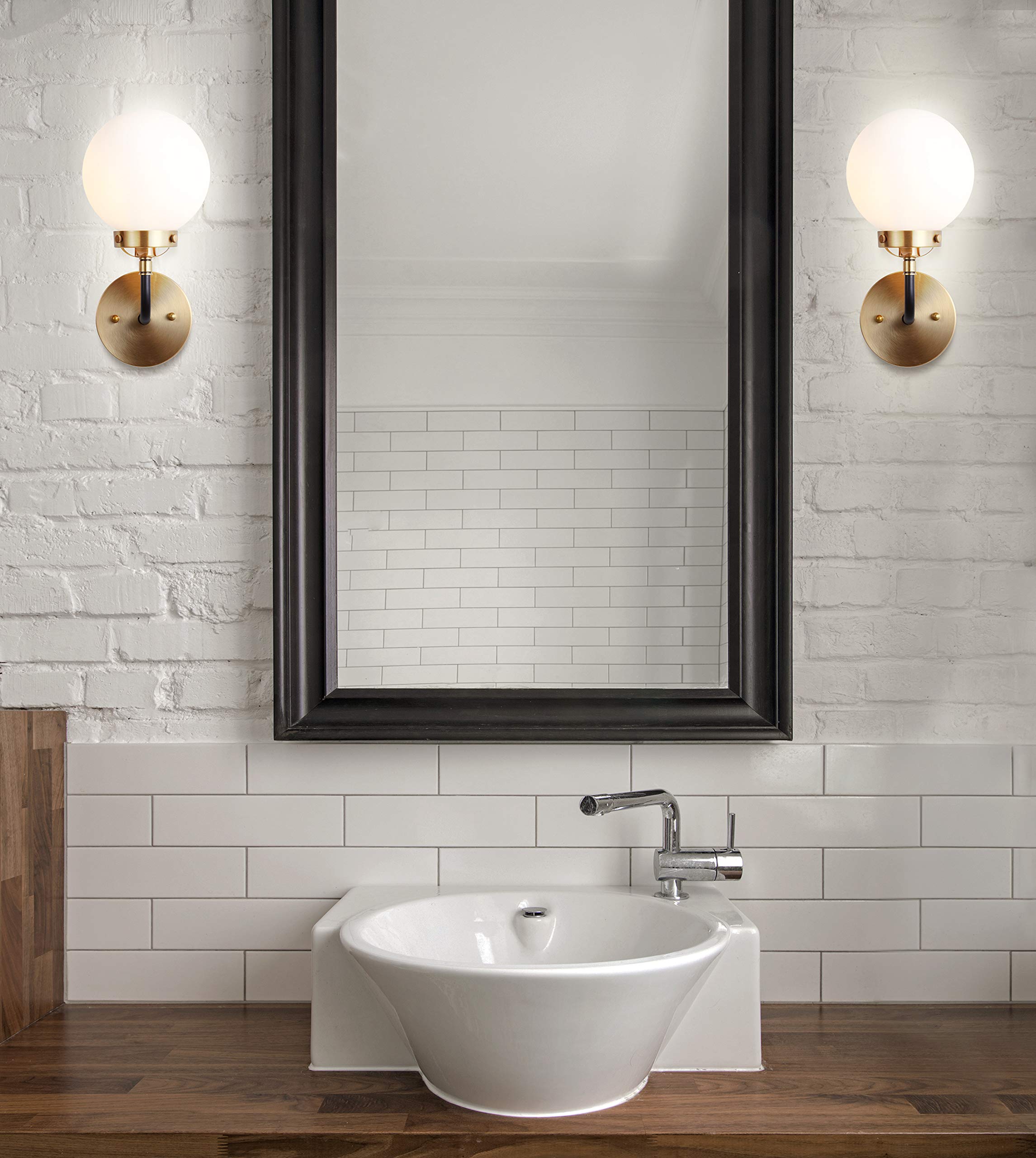 JONATHAN Y 1-Light Brass Vanity Light, Model JYL9056B, Contemporary Design, Brass Gold/Black Finish