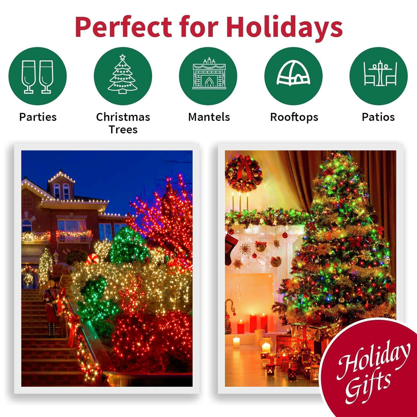 Lamphome 33Ft Christmas Decorative Mini Lights  100 Led Transparent Wire Fairy Starry String Lights Plug In  16 Lighting Modes For Indoor Outdoor Xmas Tree Wedding Party Decoration (Red/Green/Warm)