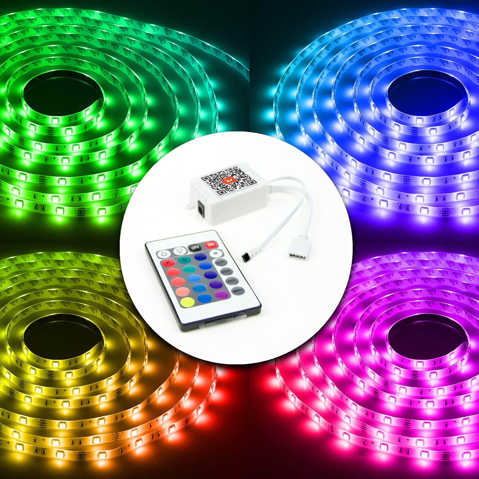 DAYBETTER 24-Key Wi-Fi LED Strip Light Remote Controller, DC 12V, Model DWF0362CNOV, Dimmable, Compatible with Smart Home Systems