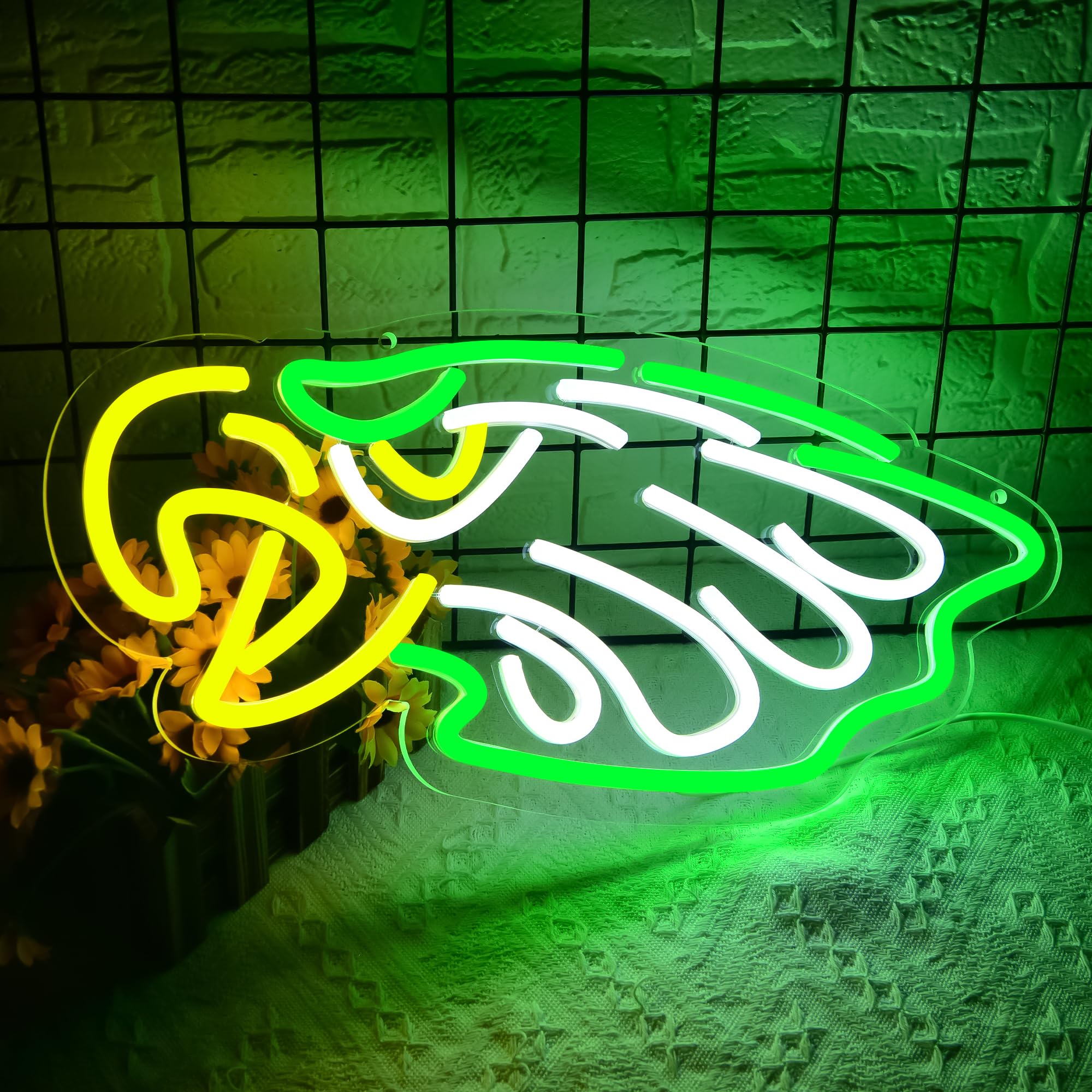 Brineon Football Neon Sign - Green LED Wall Decor, 16.5x7.4in Acrylic Light - Perfect for Man Cave, Bedroom, Party, Club, Bar
