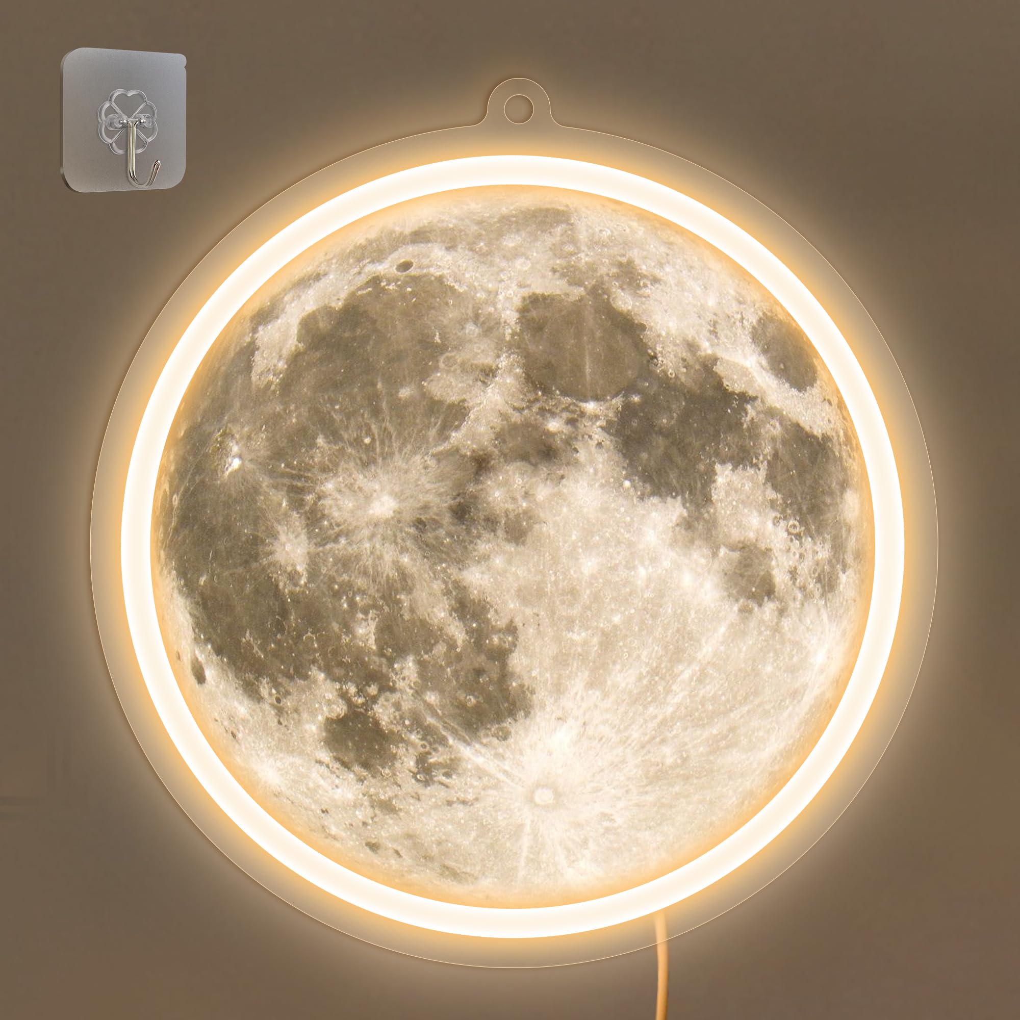 Anywin Moon Neon Sign, Dimmable LED Wall Decor, Acrylic, Model AW-NH016, Moon Light