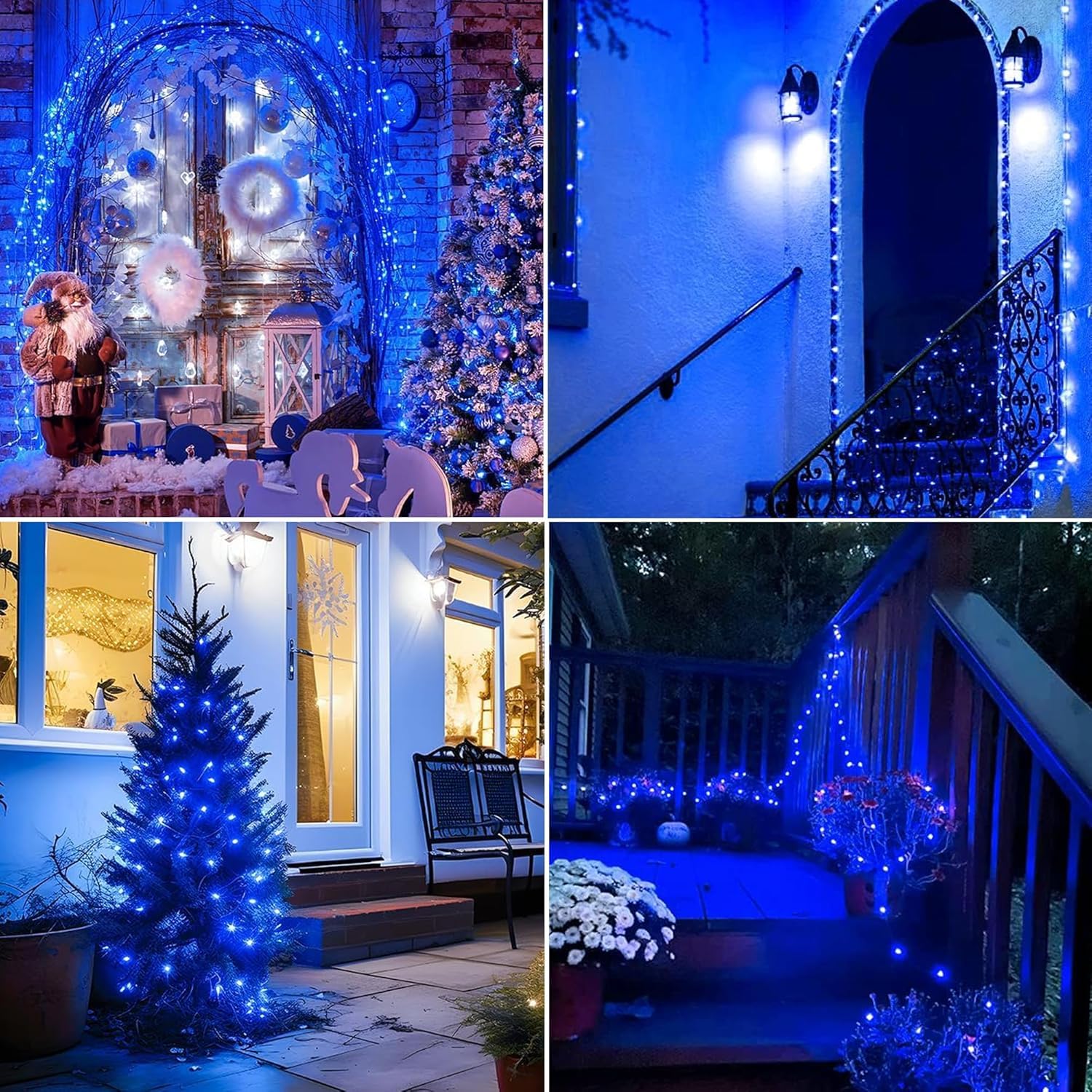 Lomotech Solar String Lights - 200LED Waterproof Fairy Lights, 66ft, Blue, 8 Modes, Outdoor, Patio, Garden, Wedding, Party Decor