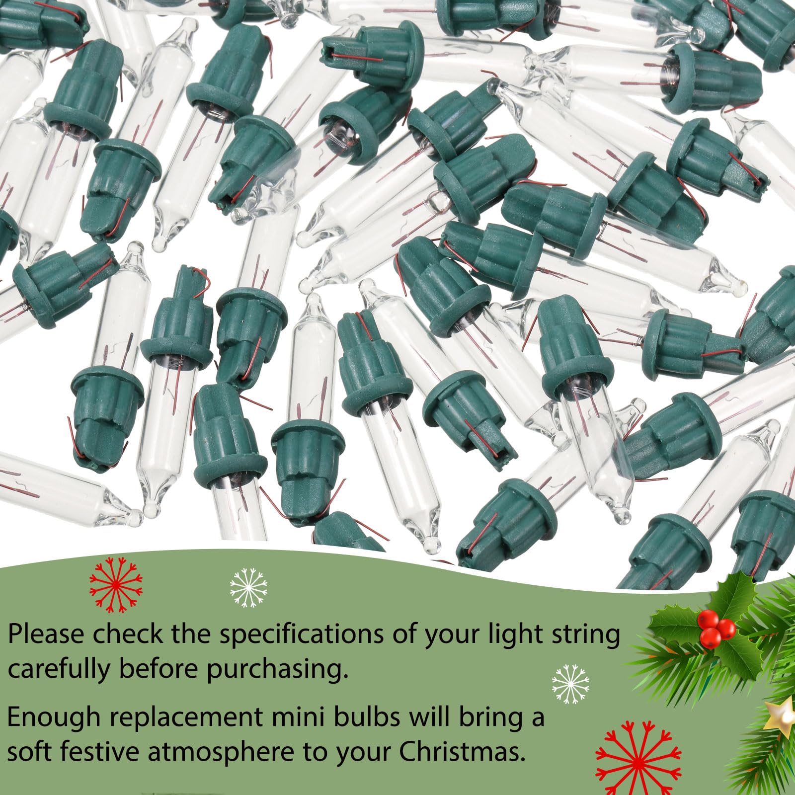 Mudder Christmas Mini Light Bulbs, 80 Count Warm White Replacement, 2.5Vx0.17A for Indoor/Outdoor Decor, Model TS-Mudder-4553