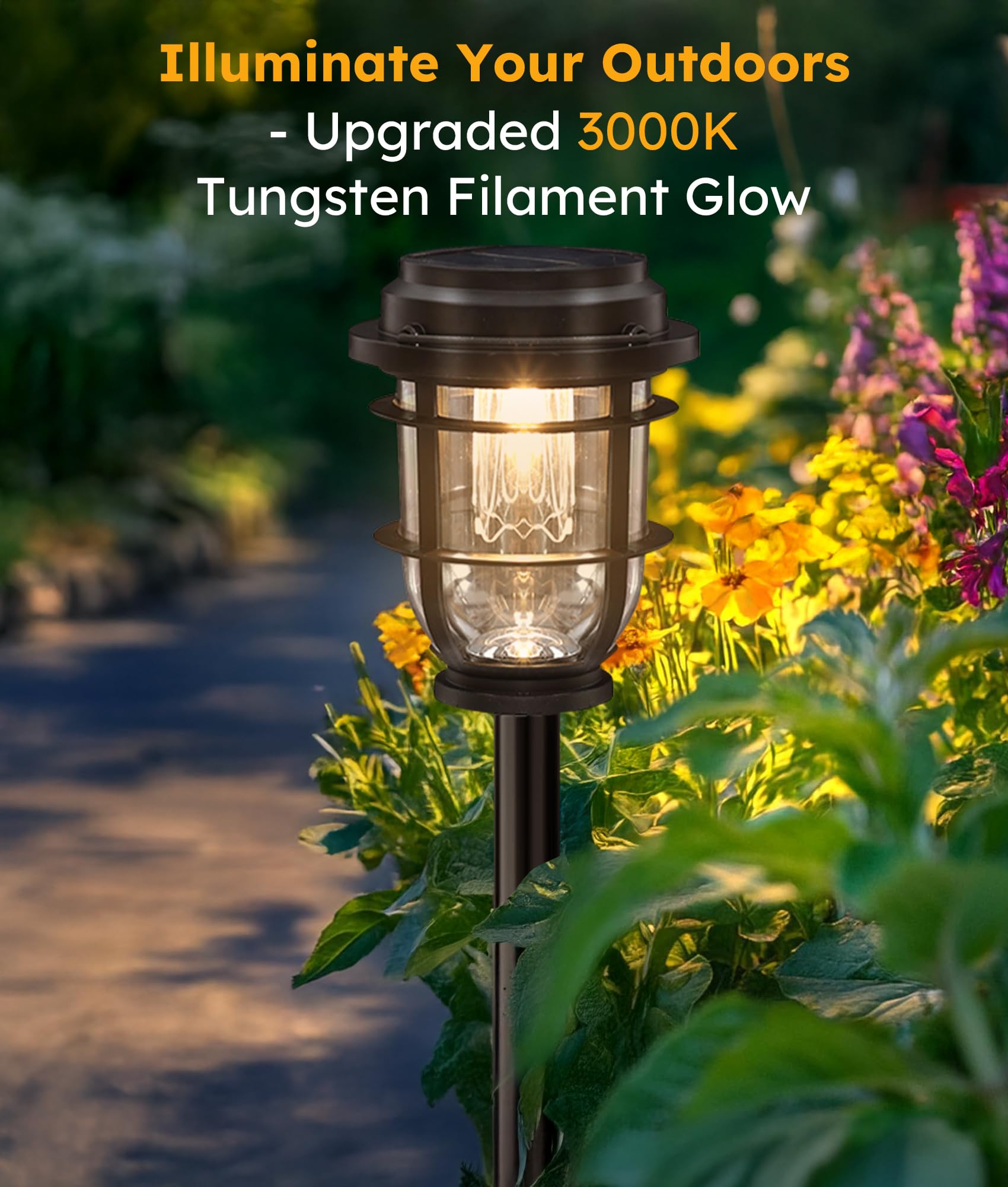 Vuees Solar Pathway Light - Durable Black Plastic Landscape Lighting for Garden, Lawn, Patio, Walkway, Driveway - Model BP1