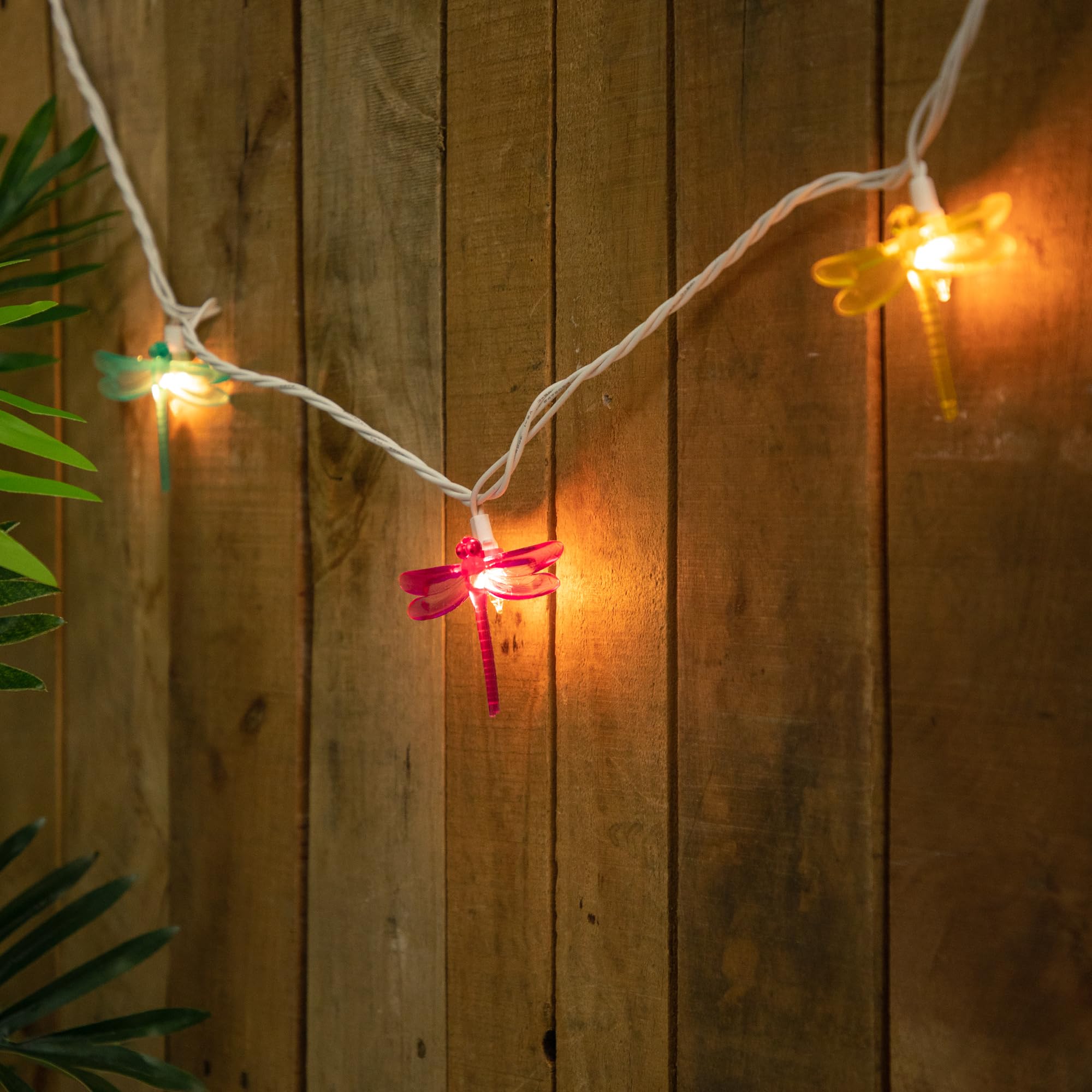Northlight 10-Count Dragonfly Patio Lights - 7.25ft White Wire, Pink Plastic