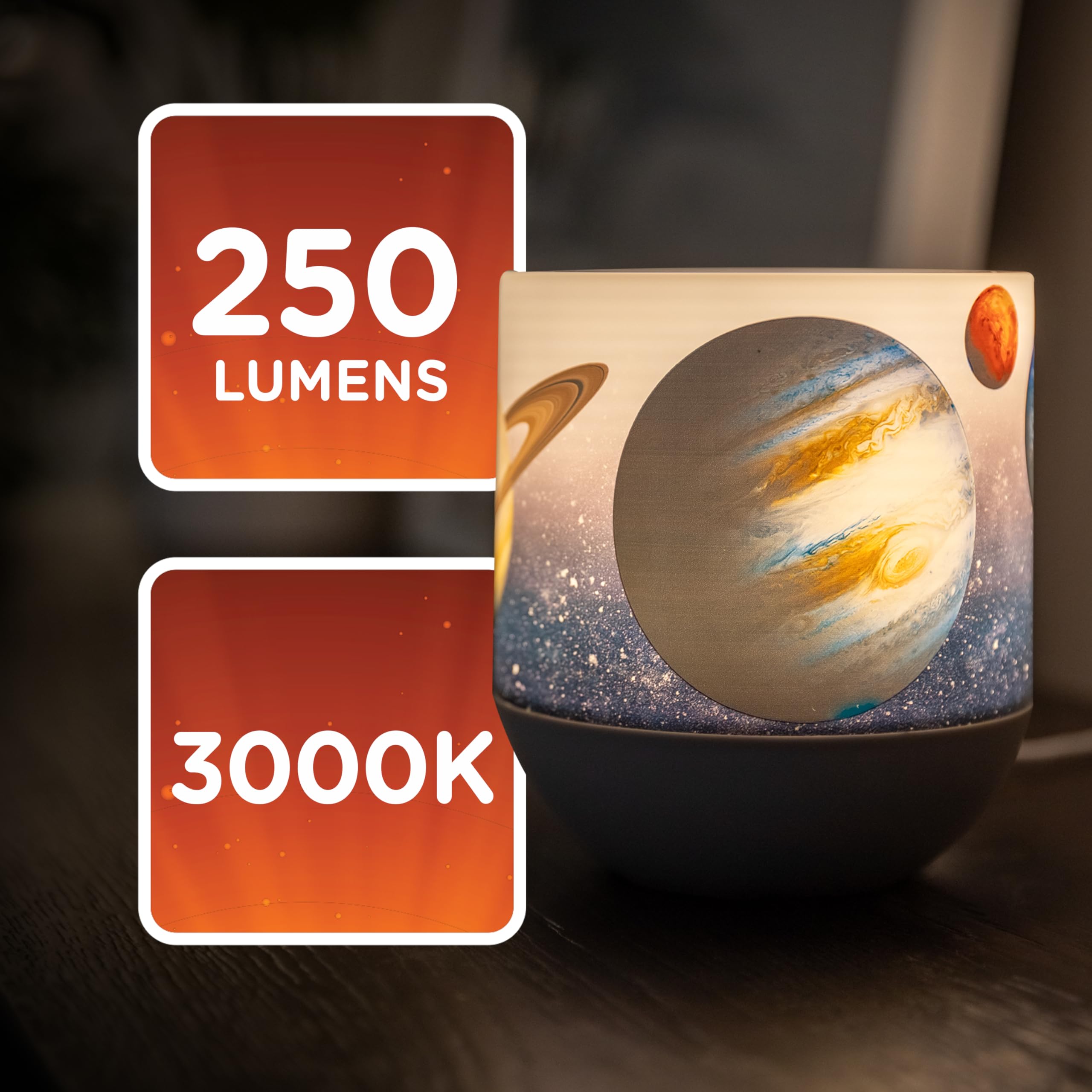 Lights By Night Space And Planets Color-Changing Table Lamp,Galaxy Night Light, Touch/Tap Sensor Dimmable White Light Ideal For