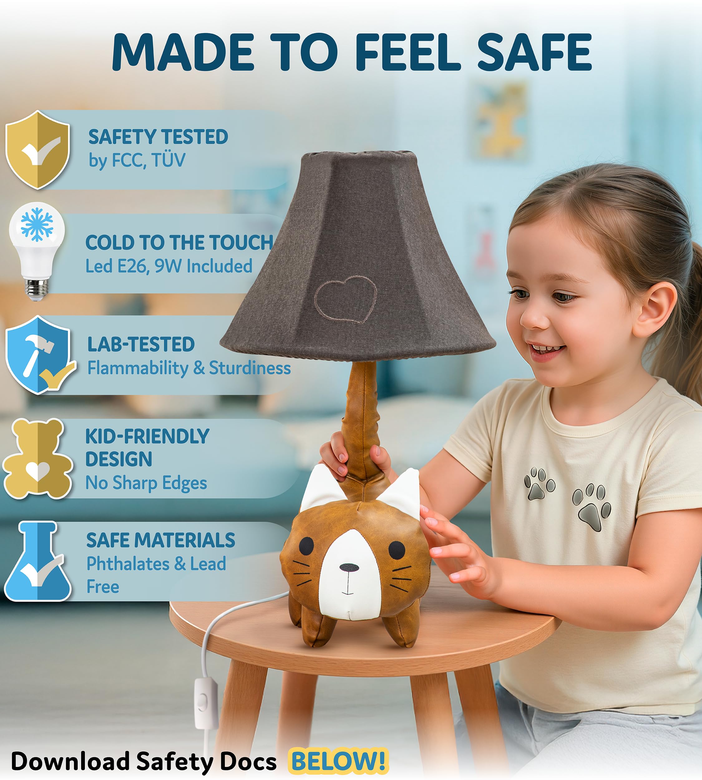 Cat Lamp For Girls Bedroom - 20  Animal Lamp For Kids Room - Cute Christmas Gifts  Birthday Gifts For All Ages: Toddler Boys  Children  Grandkids 3 4 5 And Up Years Old  Sister  Brother  Sibling