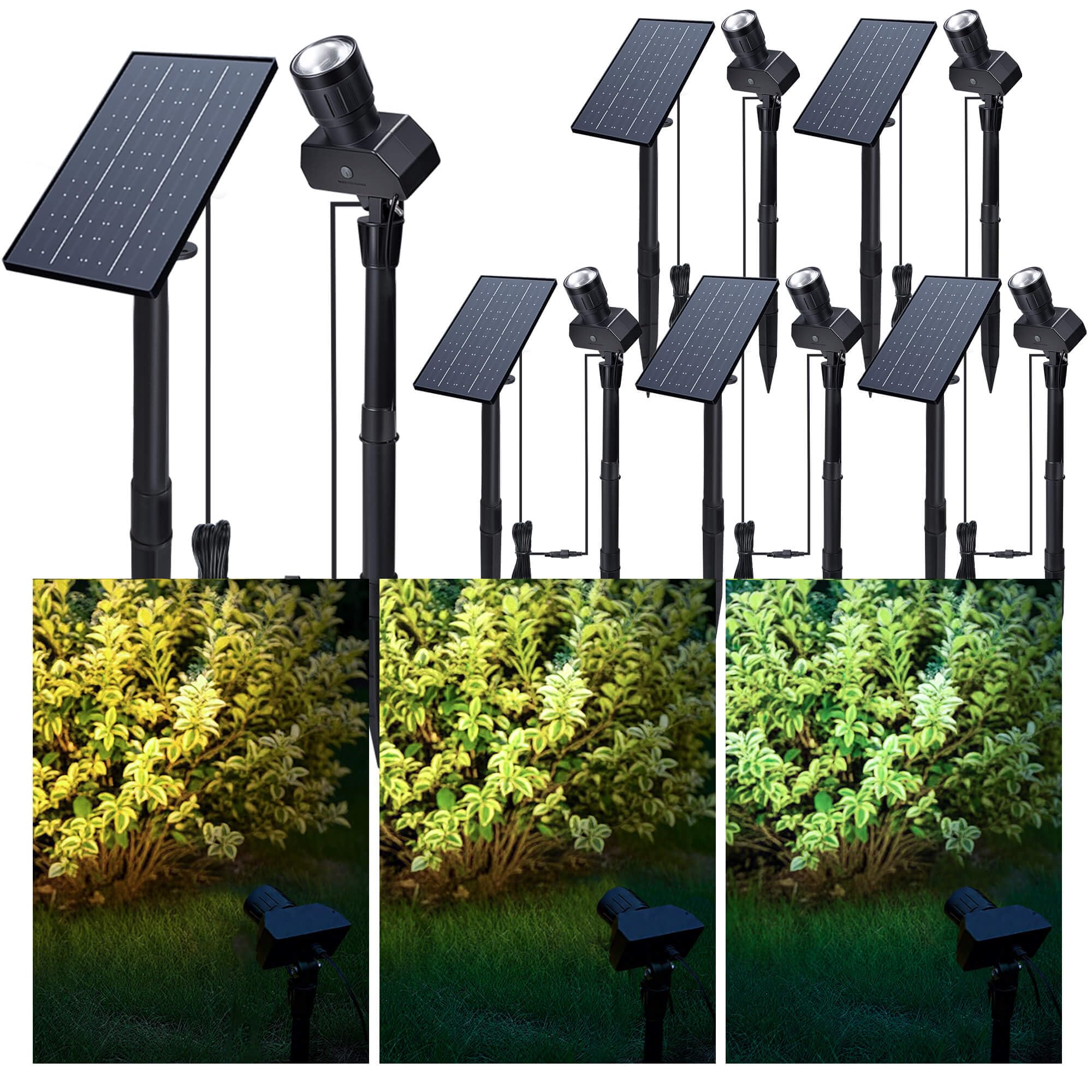 Varmtalys All Night Solar Spot Lights 2500mAh, Adjustable Angle Landscape Lights Waterproof, Separate Panel LED Uplight Dusk to 