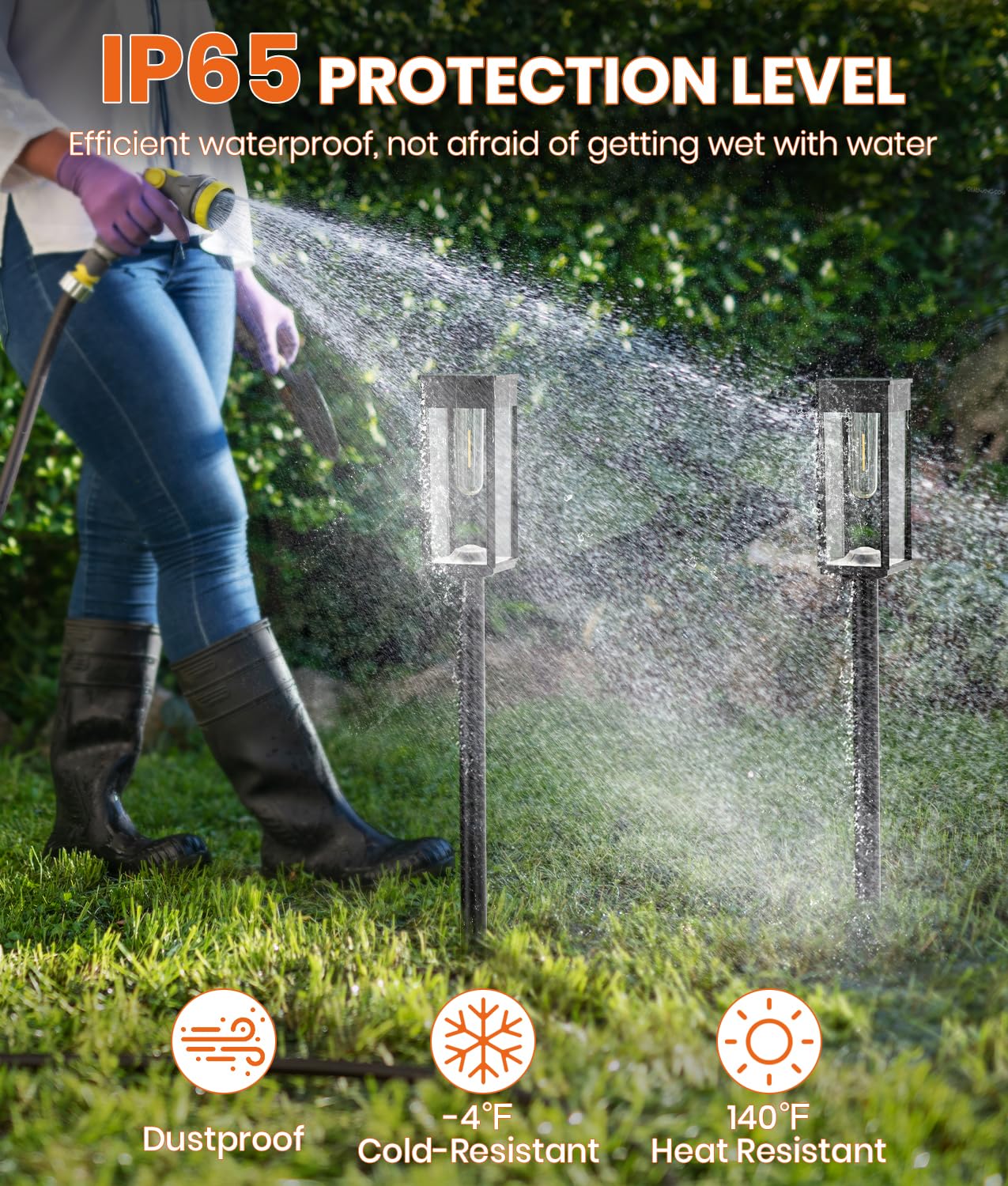 ALFIOT Solar Pathway Lights, 4 Pack, IP65 Waterproof, Cool White, Plastic, Model DCD-FX/FY