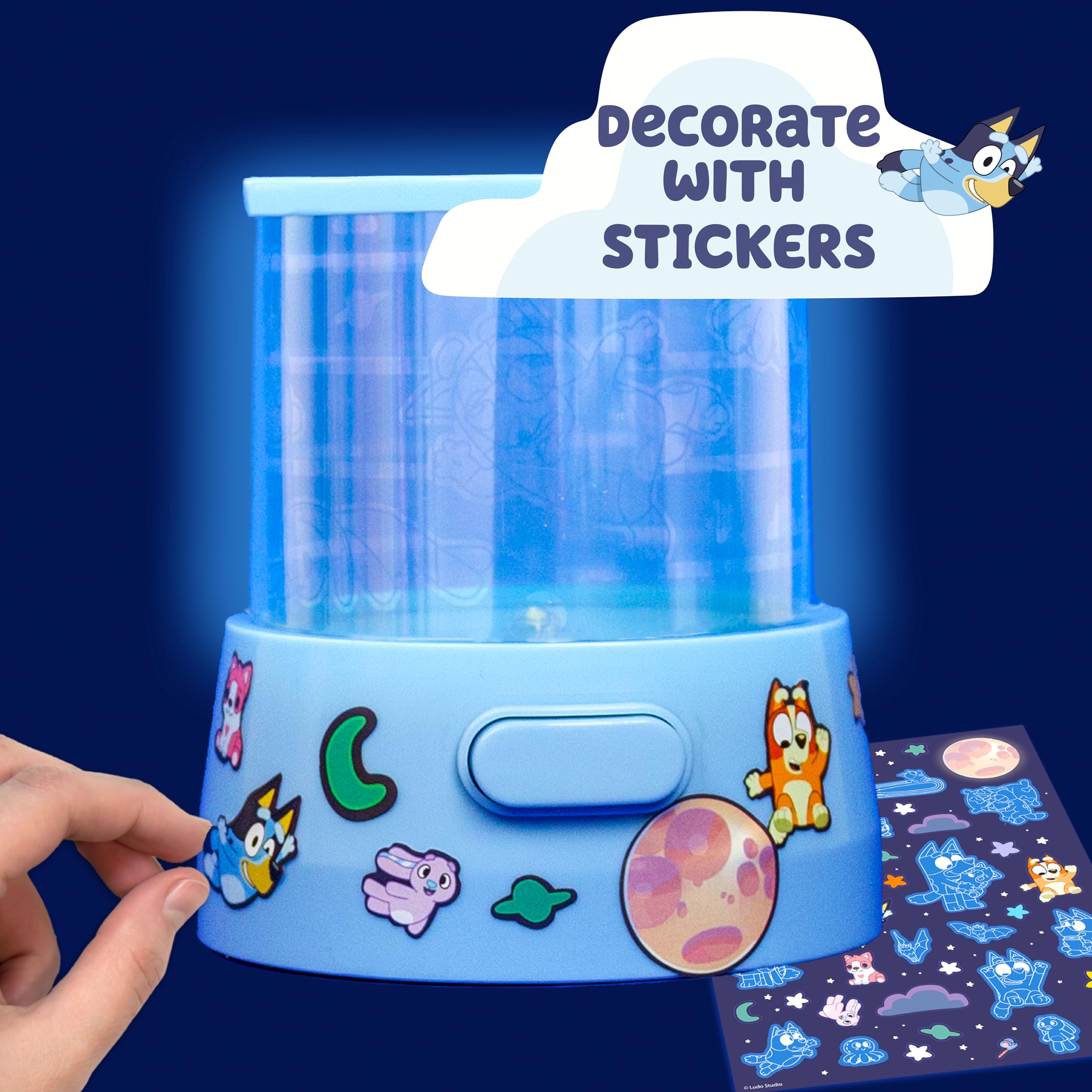 Bluey Light Up Projector Night Light for Kids, 4.38" x 4.7", Multi, Model 226541, Plastic, Decorate Your Own with Stickers