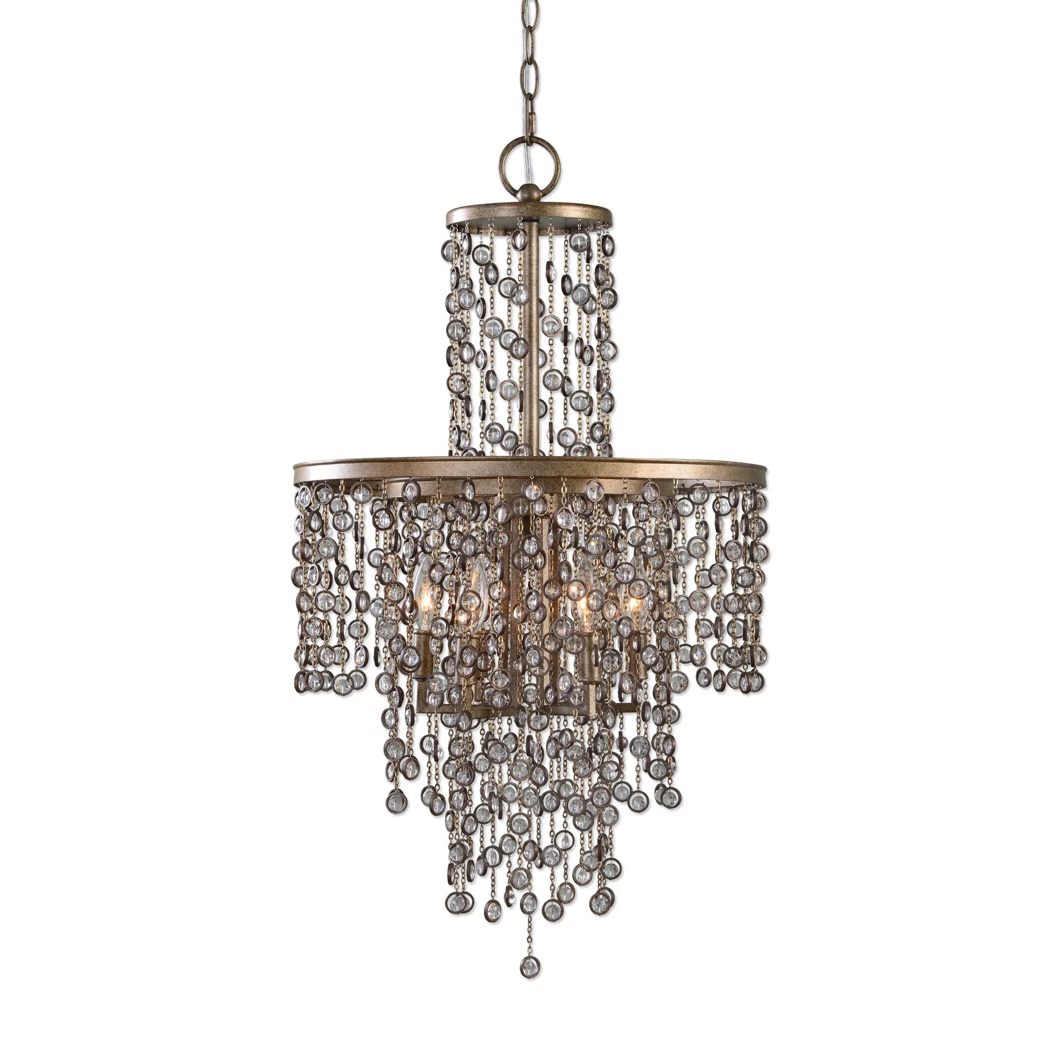 Uttermost Valka 6-Light Chandelier, Steel/K9 Crystal, 19.25" Dia x 33.5" H, Silver Swedish Iron, Model 21288