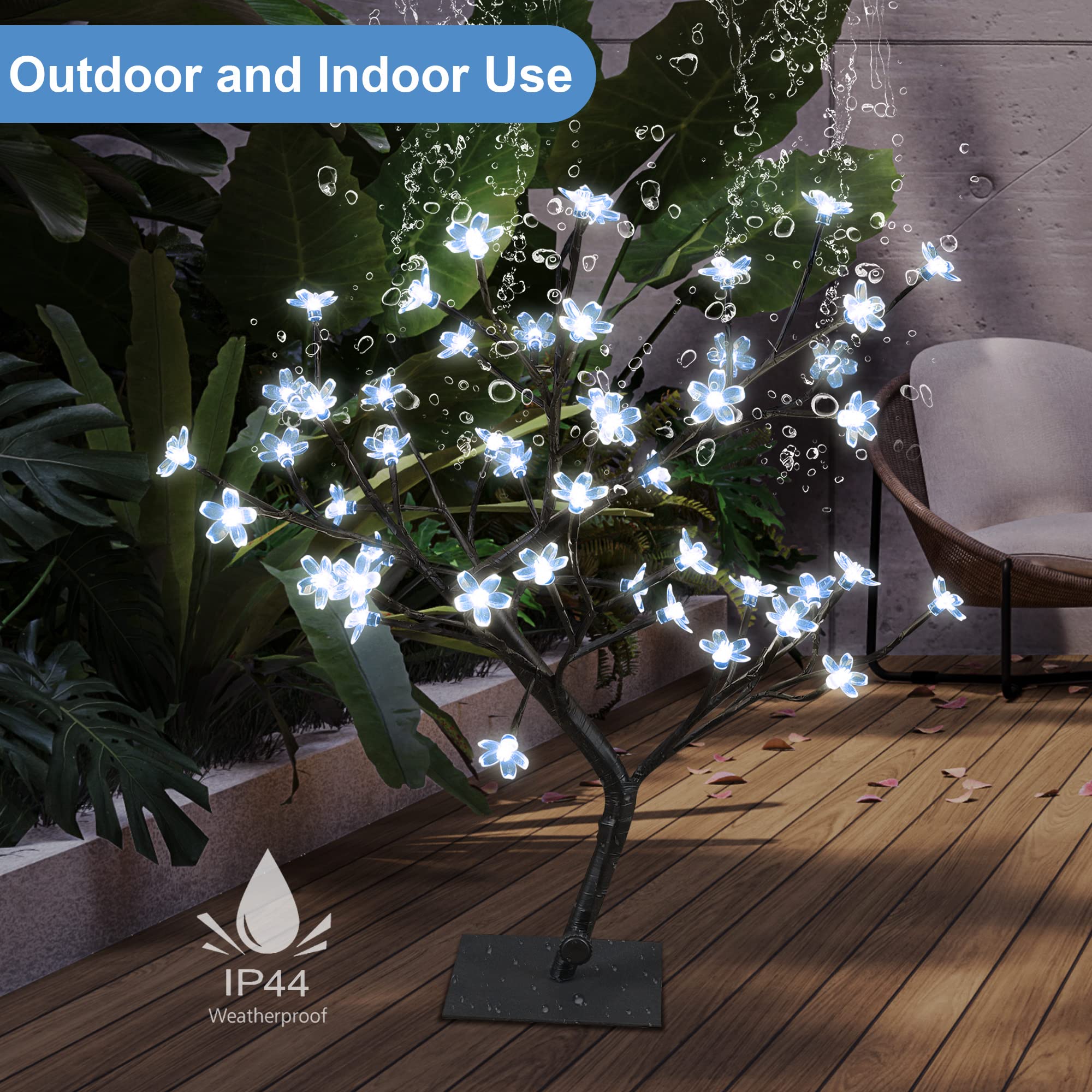 SPIRIT STAR Cherry Blossom Bonsai Tree Lamp - 18IN with 48 RGB LEDs, Remote Control, Indoor/Outdoor Decor, Copper Material