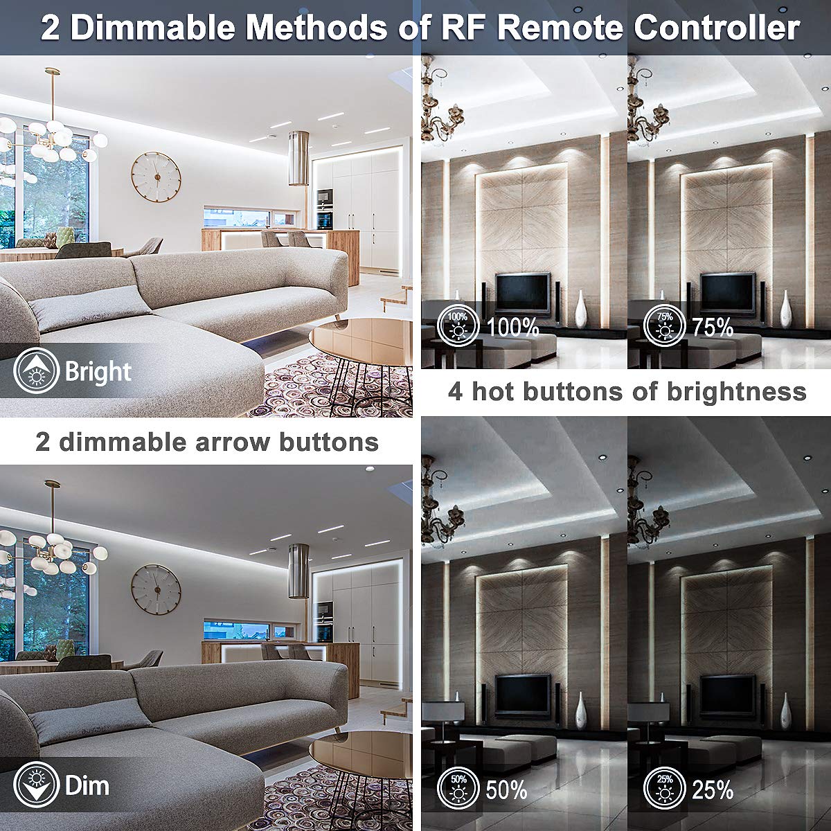MY BEAUTY LIGHT LED Strip Lights, 65.6ft Dimmable White 6500K, RF Remote, Adhesive for Living Room, Bedroom, Kitchen