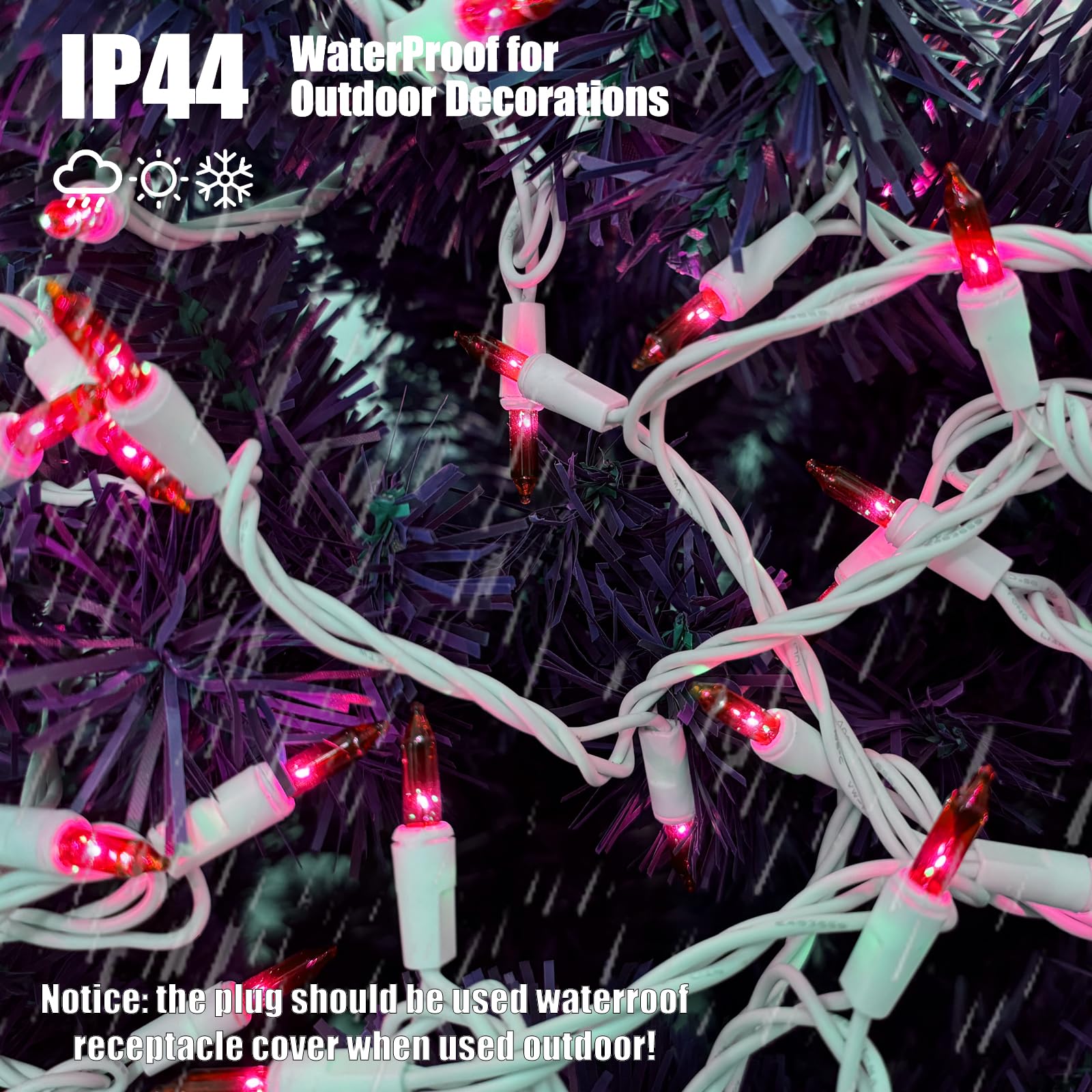 Christmas Lights 100 Count Red Christmas Tree String Lights With White Wire For Outdoor Indoor Christmas Decorations Wedding Decorations Valentines Day Decor Ul Certified (21Feet)