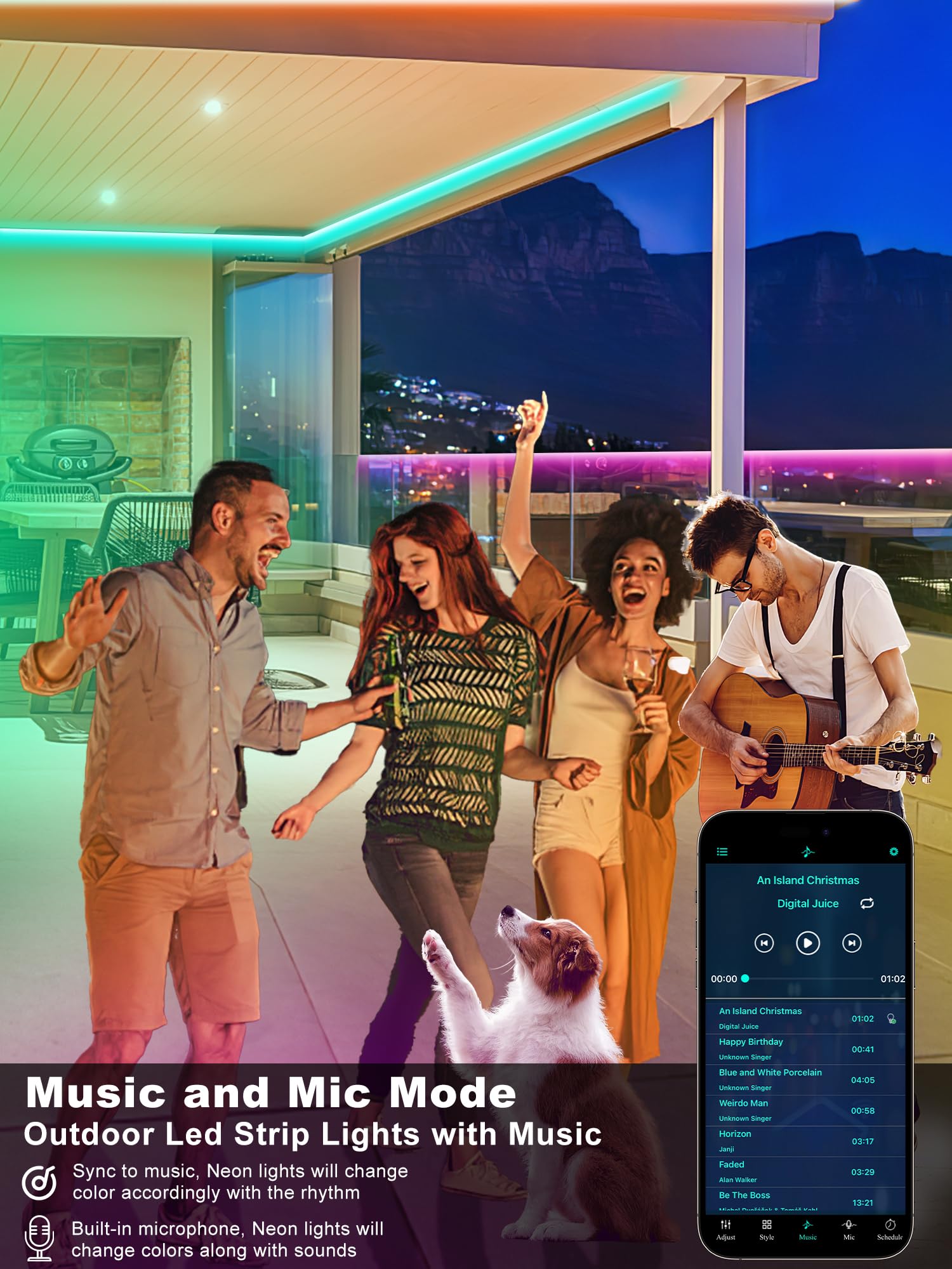 Ledagic Outdoor LED Strip Lights, Waterproof 400ft, RGB with Remote & App Control, IP68, Plastic, Model Led-rgbwp003-5
