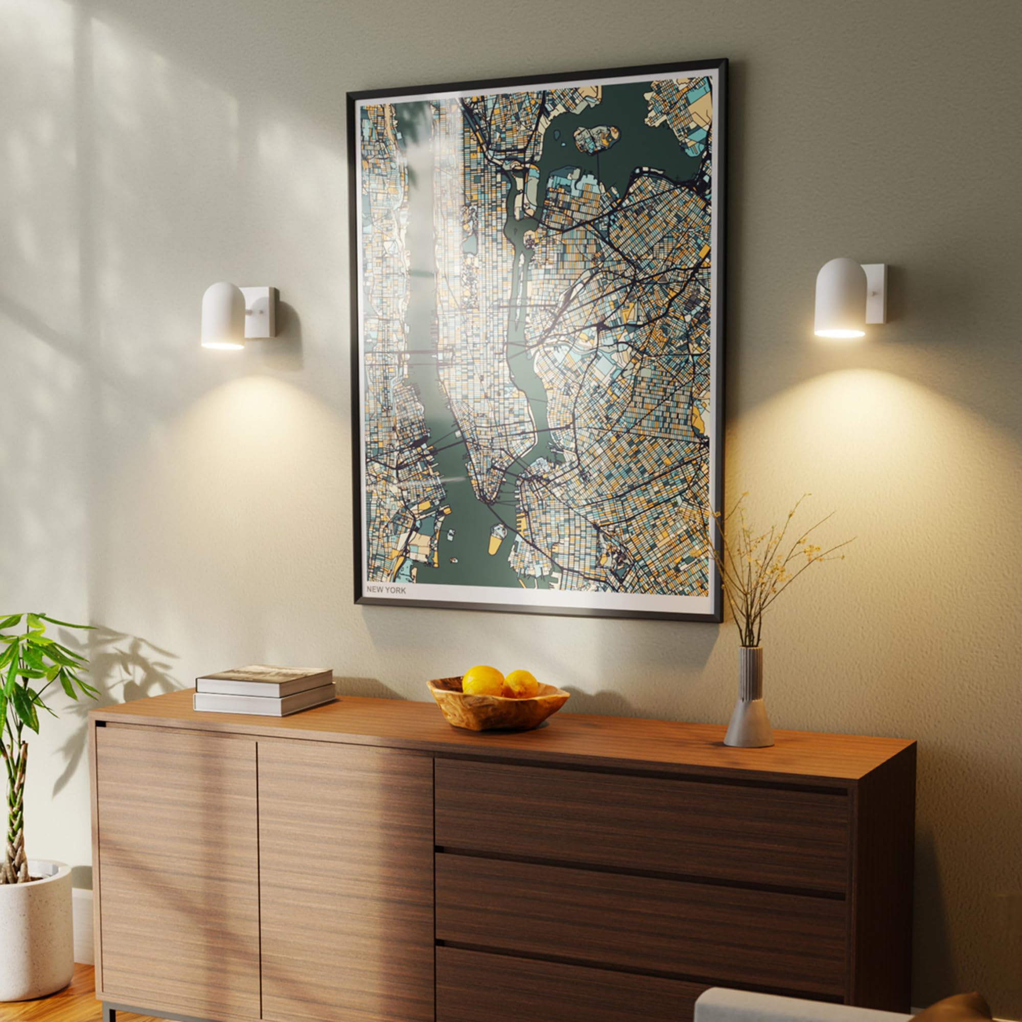 GLOBE Electric 1-Light Wall Sconce, Matte White, Metal, 65000146, Plug-in/Hardwire, 6ft Cord, In-Line Rocker Switch
