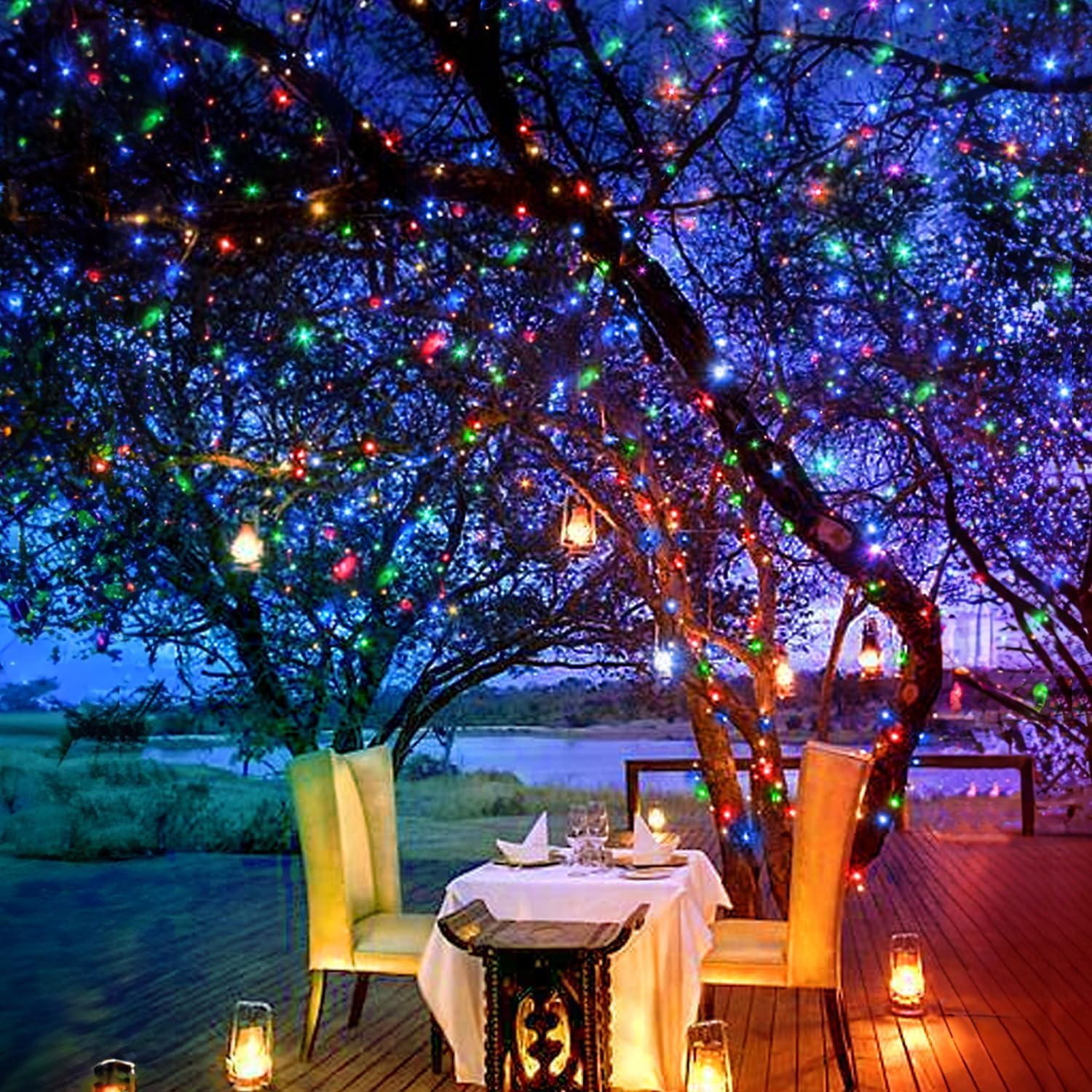 200 Ft 500 Led Christmas Lights Outdoor Fairy Lights Plug In Extra Long String Lights Clear Wire Waterproof 8 Modes Timer For Outside House Tree Garden Yard Wedding Party Decorations-Multicolored