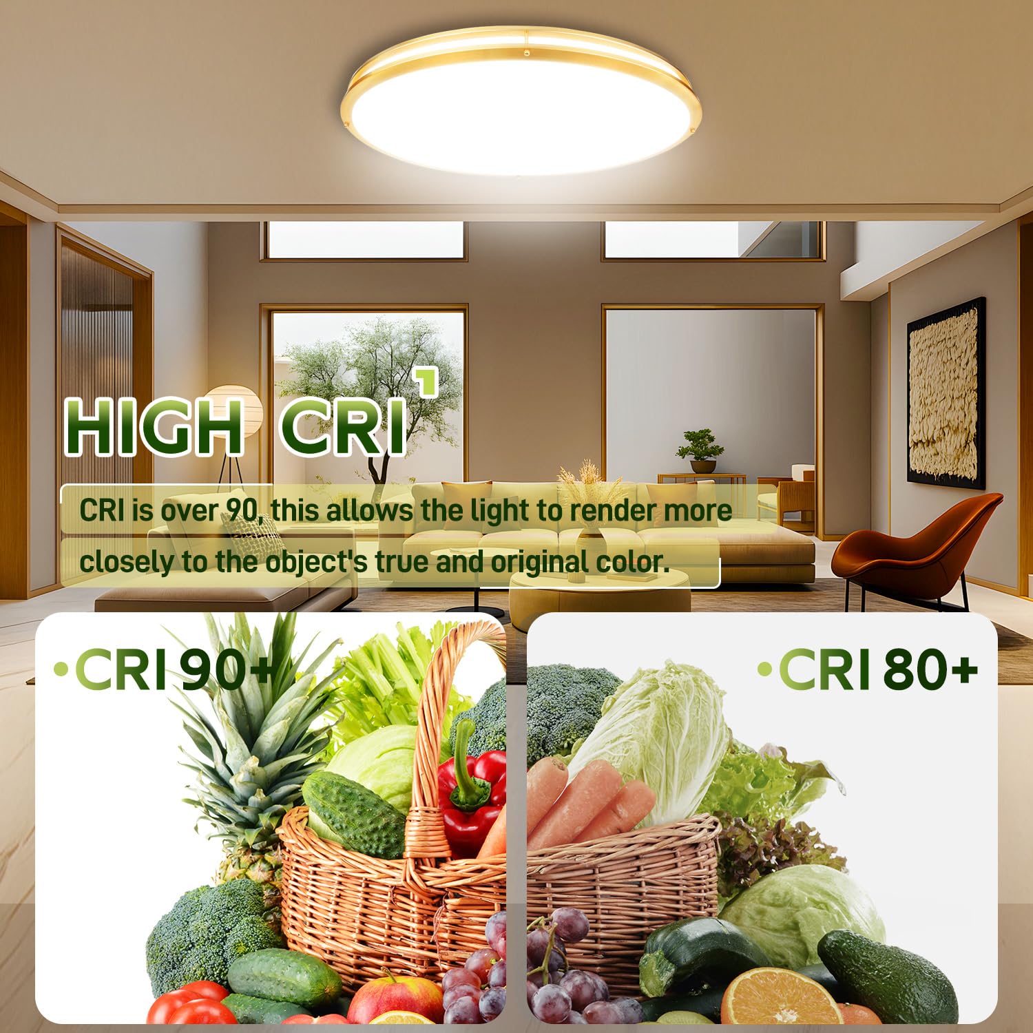 hykolity Oval LED Ceiling Light 32 Inch, 60W, 4000LM, Adjustable 2700K-5000K, Gold Finish, Dimmable, Model HBCE