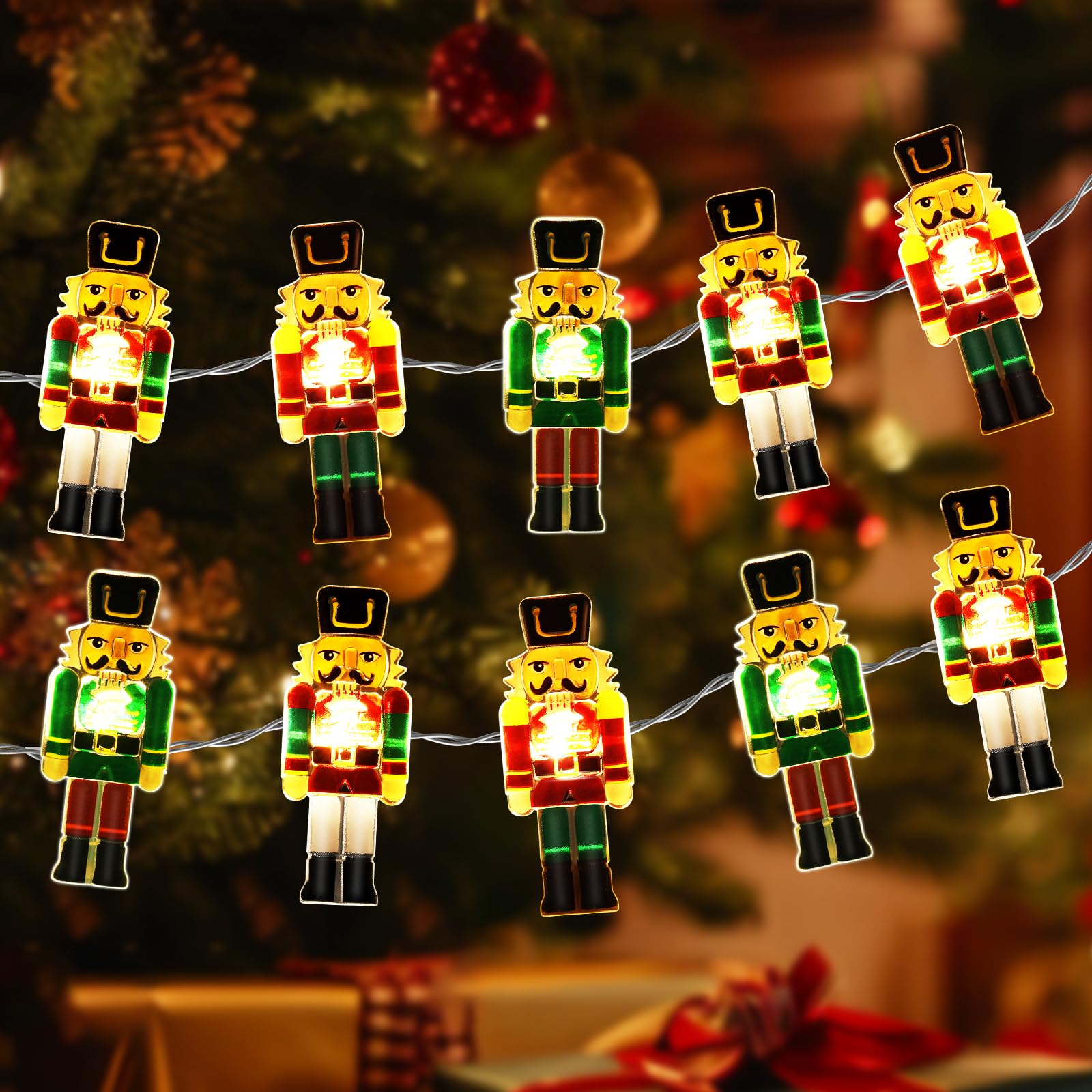 Coquimbo Christmas Decorations Indoor 10FT 30 LED Nutcracker String Lights Cute Fairy Lights Indoor Outdoor for Christmas Tree New Year Party Fireplace Decorations Christmas Ornaments Stocking