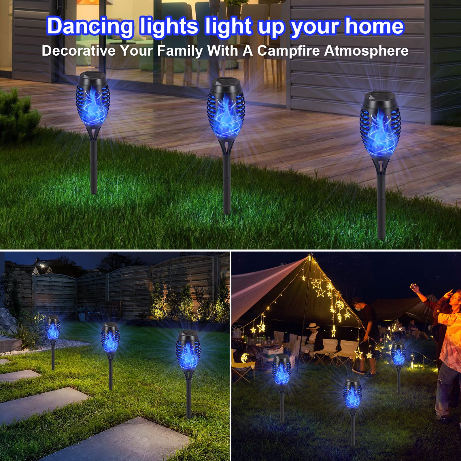 Ridalux Solar Lights Outdoor, 12Pack Solar Torch Light With Flickering Flame For Garden Decor, Waterproof Outdoor Lighting Lands