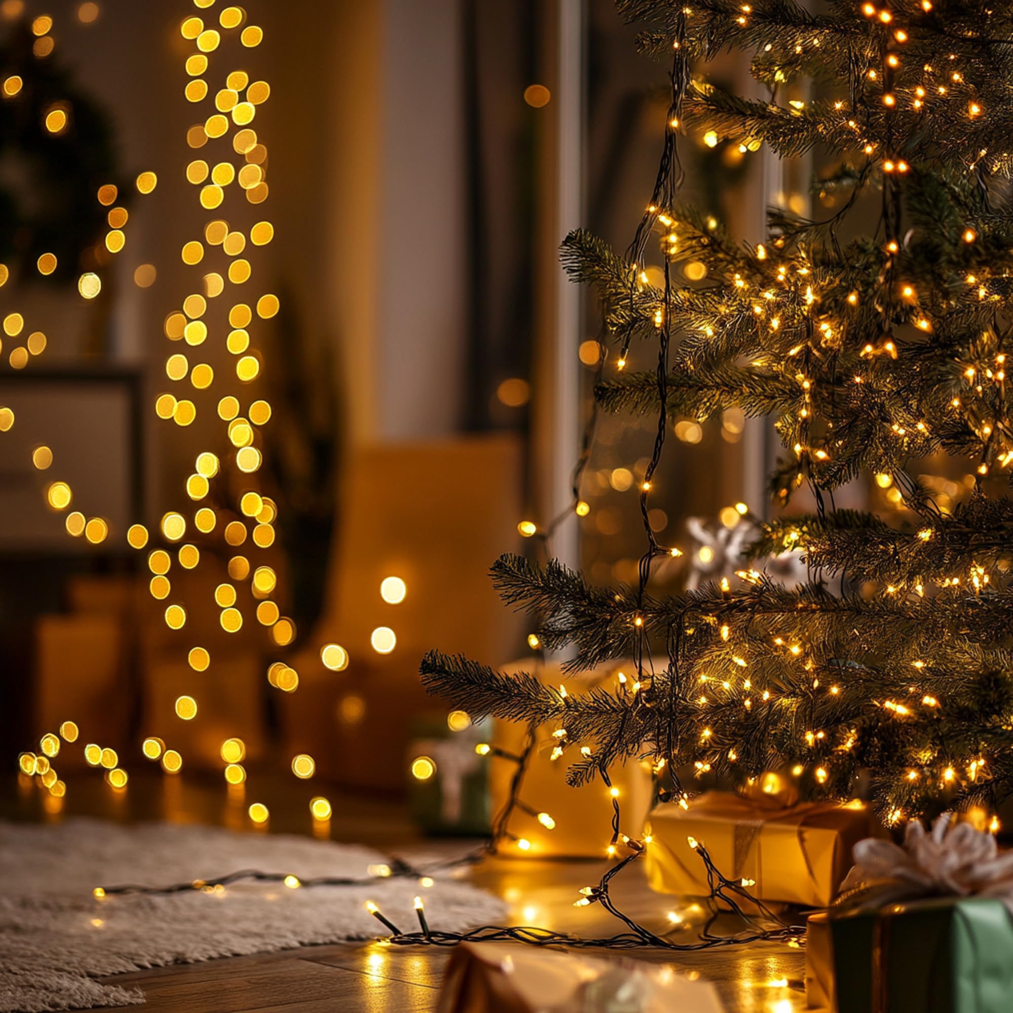 Tw Shine Christmas Lights, 20Ft 100 Count Incandescent Mini Christmas Tree Lights, Waterproof Xmas String Lights For Outdoor Indoor Home Party Yard Decorations, Gold