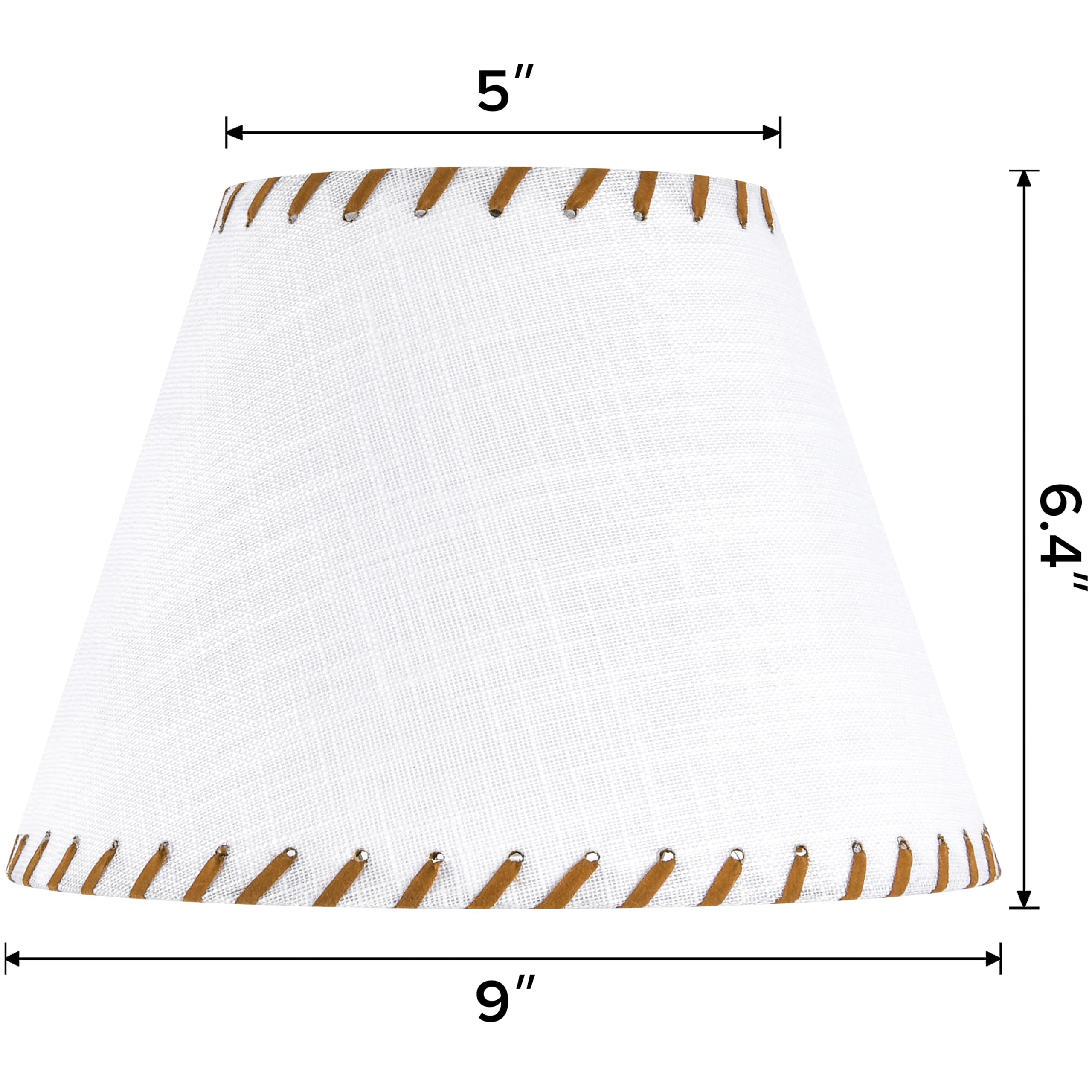 Go&So 1 Pack White Linen Lampshades Natural Fabric Small Lamp Shades, 5''X9''X6.4'' (Spider) With Stitched Brown Trim - Modern R