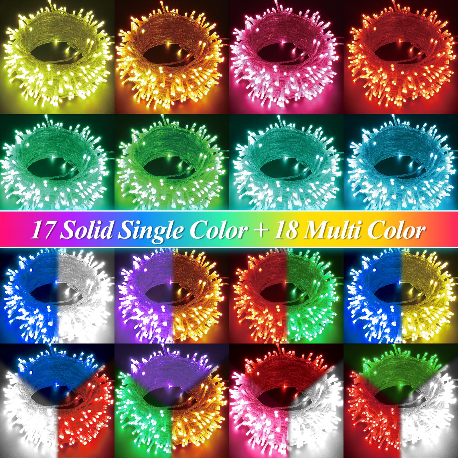 Lithome Color Changing Christmas String Lights  35 Colors 66Ft 200 Led Christmas Lights Outdoor With Remote  Connectable Plug In Rgb String Light For Xmas Tree Indoor Outside Party Holiday Decoration