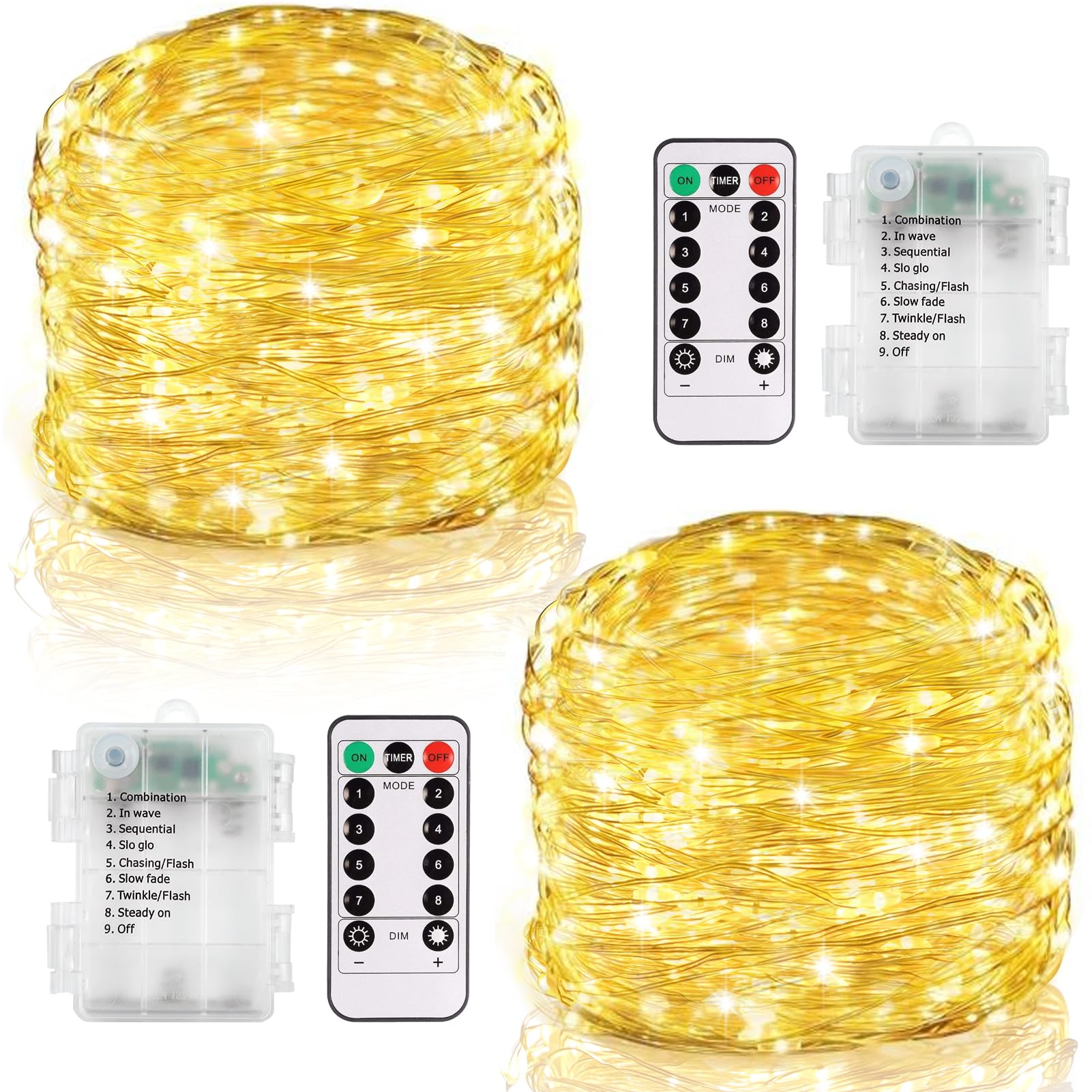 CCILAND Fairy Lights, 20FT 60 LED Twinkle Lights, Battery Operated, Silver Wire, Warm White, Model B-FairyL, Indoor/Outdoor Use