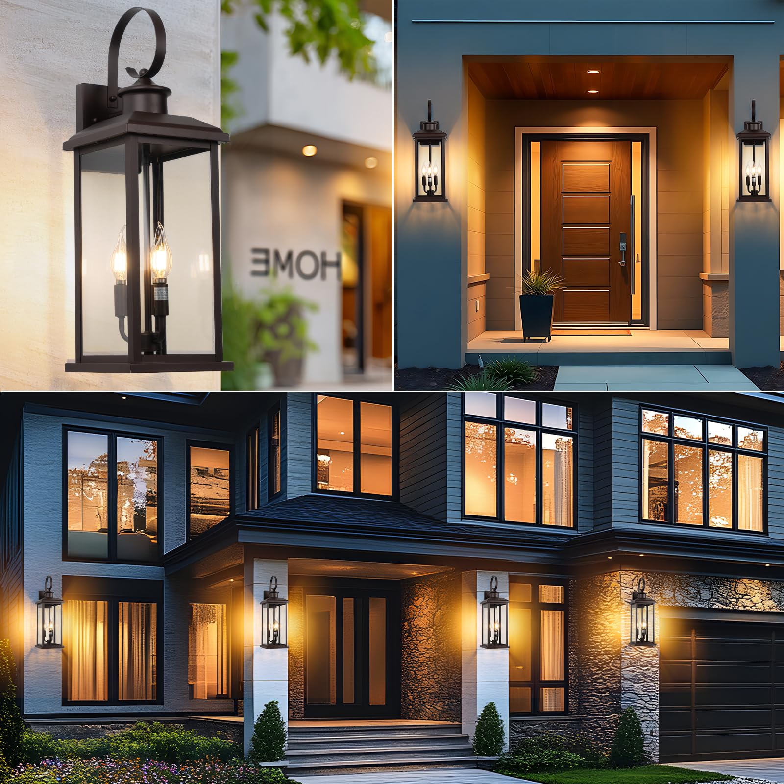 Siafavoi 3-Light Large Outdoor Wall Light 2-Pack  24 Bronze Modern Extra Exterior Lighting Fixture  Waterproof Porch Sconce Wall Mount  Outside Lamp For Front Door Farmhouse