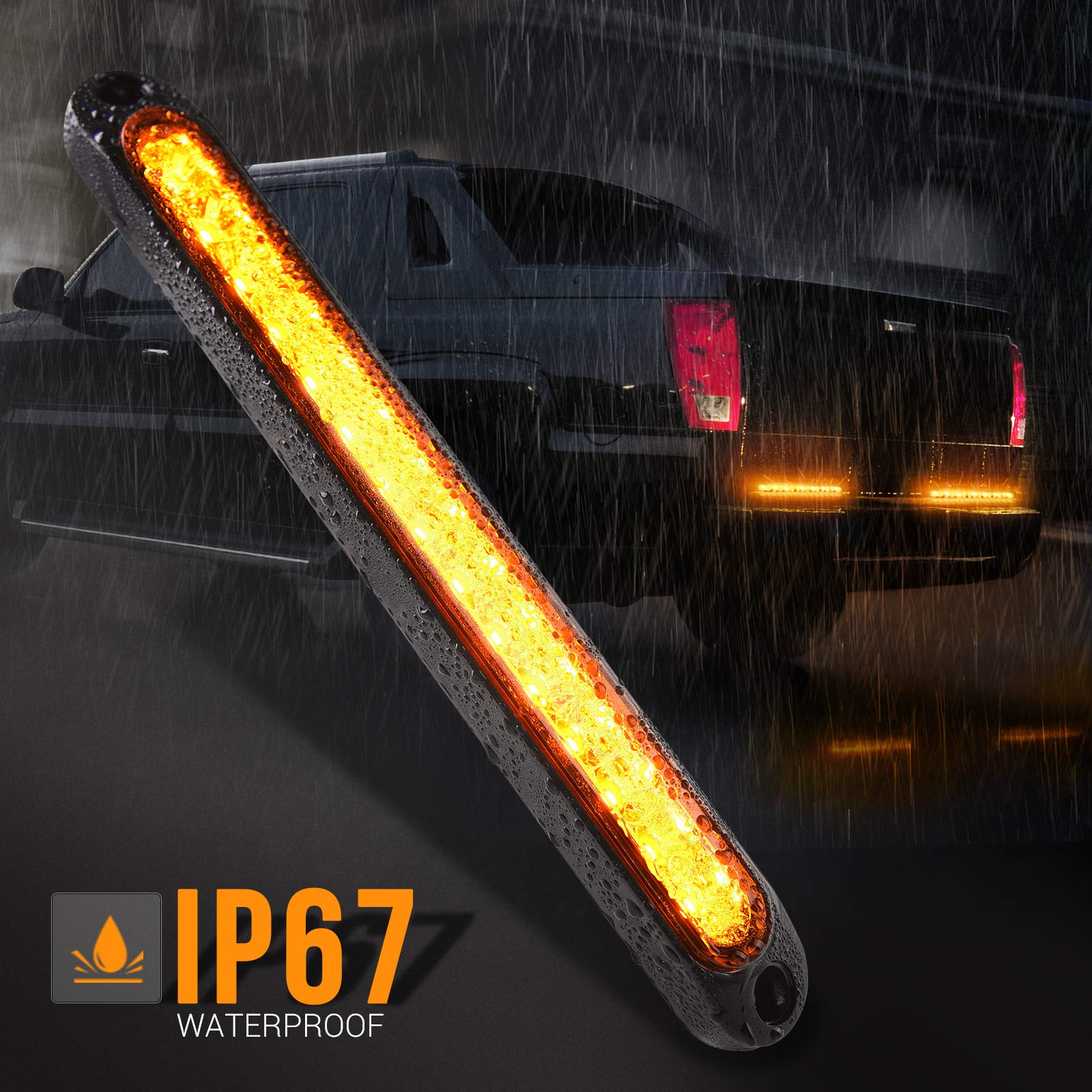 Mictuning 2Pcs 16 Inches 11 Led Red Trailer Light Bar - Waterproof Sealed Park Turn Signal Light Tail Brake Stop Bar Truck Trail