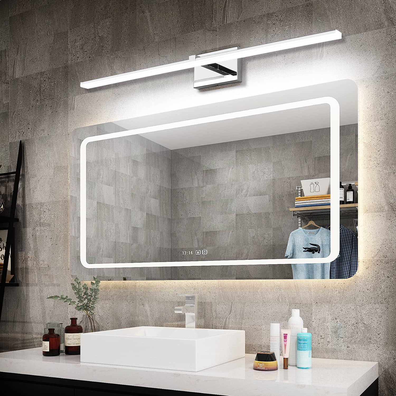 ZUZITO Bathroom Light Fixture LED Dimmable Vanity Light Bar 40 inch Stainless Steel Chrome Model Z9650-1000mm