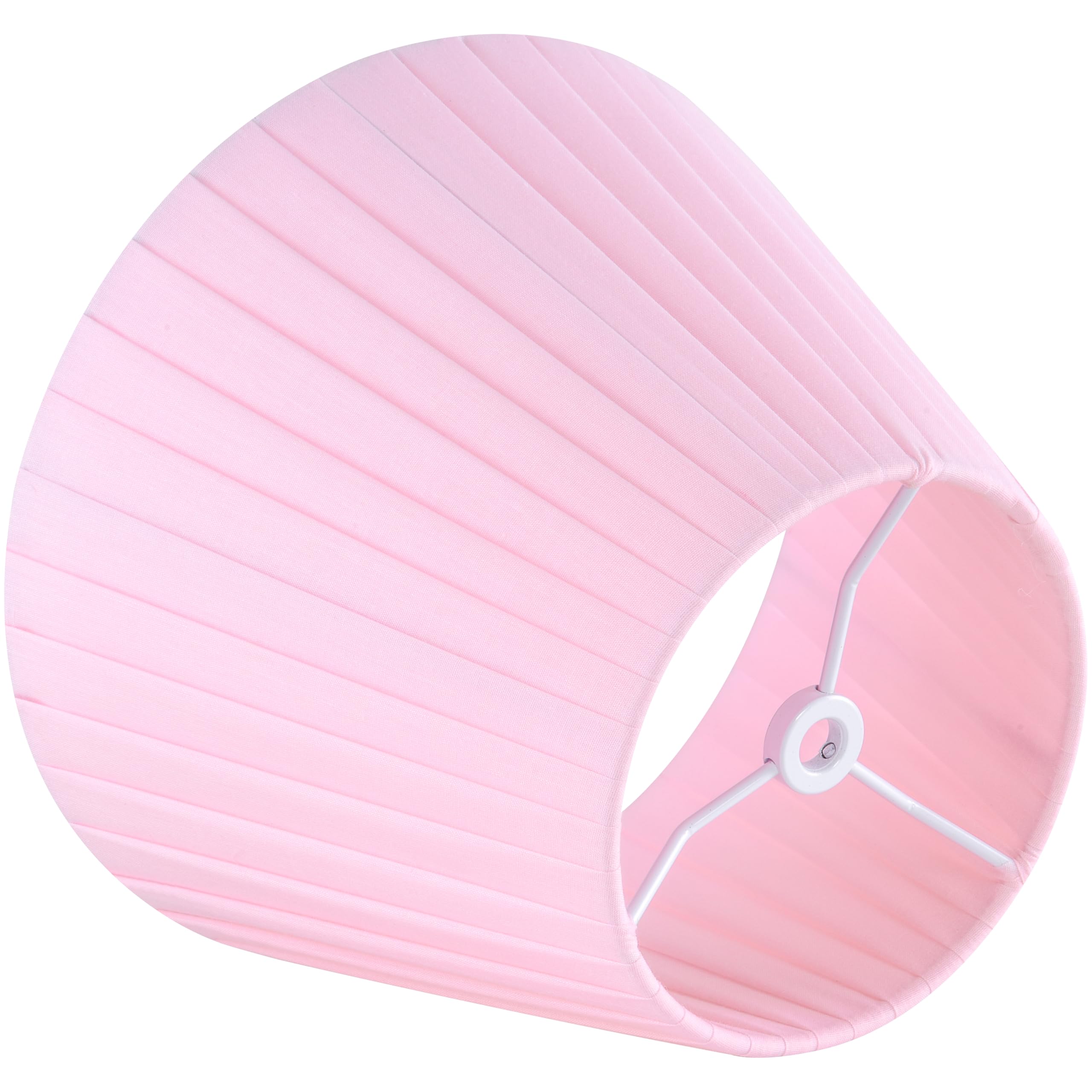 GO&SO Set of 2 Small Pink Pleated Empire Lampshades, 9 Bottom, Natural Fabric for Table & Wall Lamps, No Assembly Required