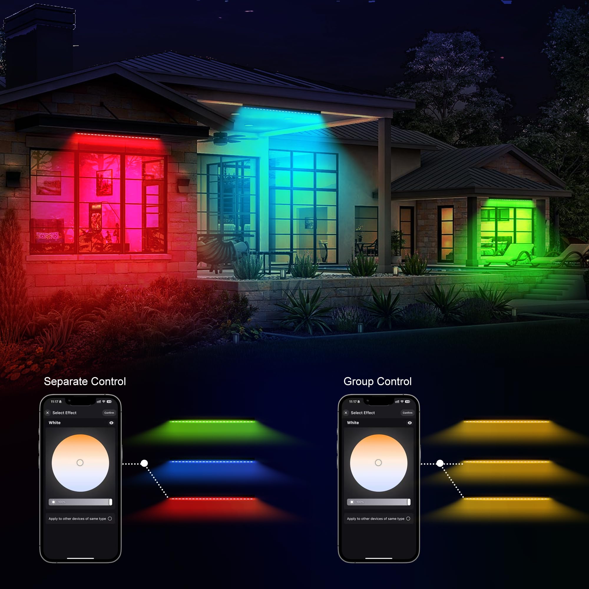 Yasotek 180W RGBCW Smart Wall Washer Light - Dimmable, APP & RF Remote Control, Adjustable RGB & White Color for Indoor/Outdoor Use