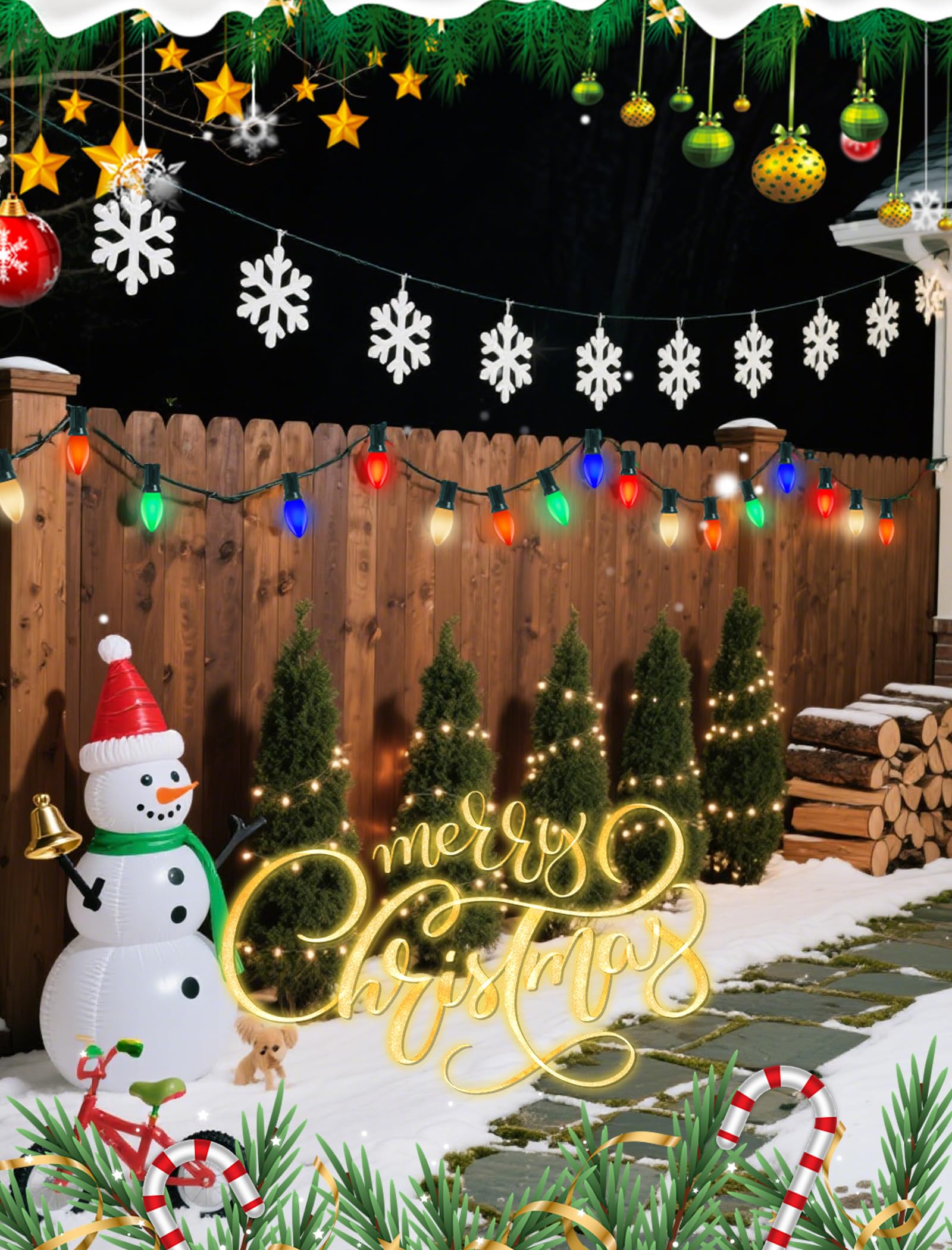 25 Pack C9 Multicolor Christmas Incandescent Light Bulbs  C9 Ceramic Replacement Bulbs For Outdoor String Lights  Christmas Patio Light Bulbs For Xmas Tree Party Garden  E17 Intermediate Base  7 Watts