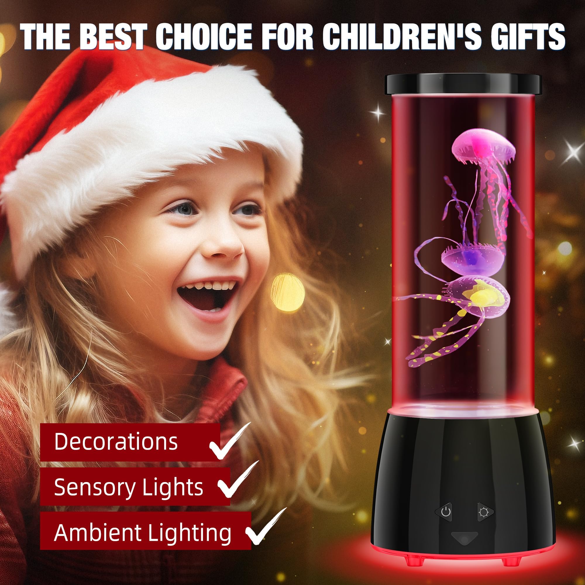 GuardWee Jellyfish Lamp - 17 Color Changing Modes, Remote Control, USB Rechargeable, Black, Model 6607