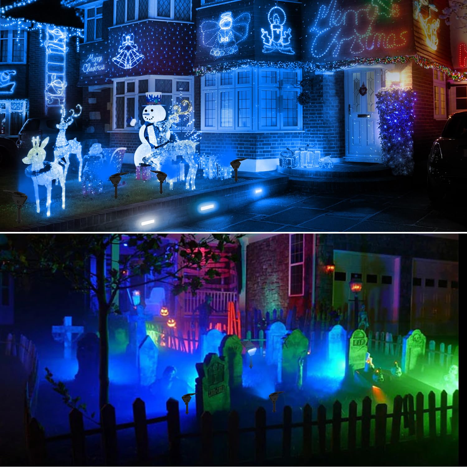 T-Sun Blue Spot Lights Outdoor, 6 Pack Solar Spotlights Blue Solar Lights Outdoor Waterproof Christmas Spotlights Landscape Ligh