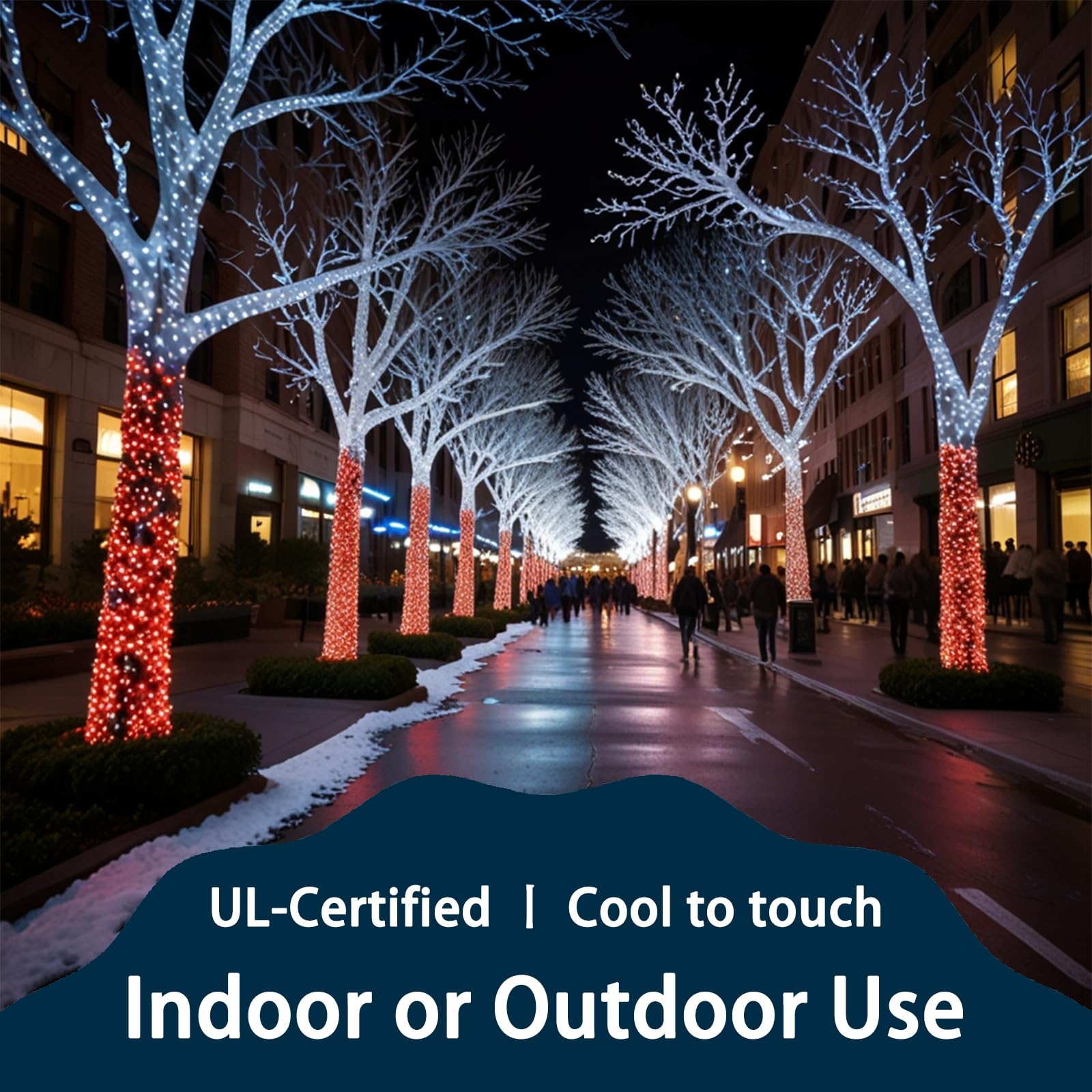 White Christmas Lights Outdoor, 50 Counts White Outdoor Lights Waterproof, Christmas Lights Ul Certified Commercial Grade Green