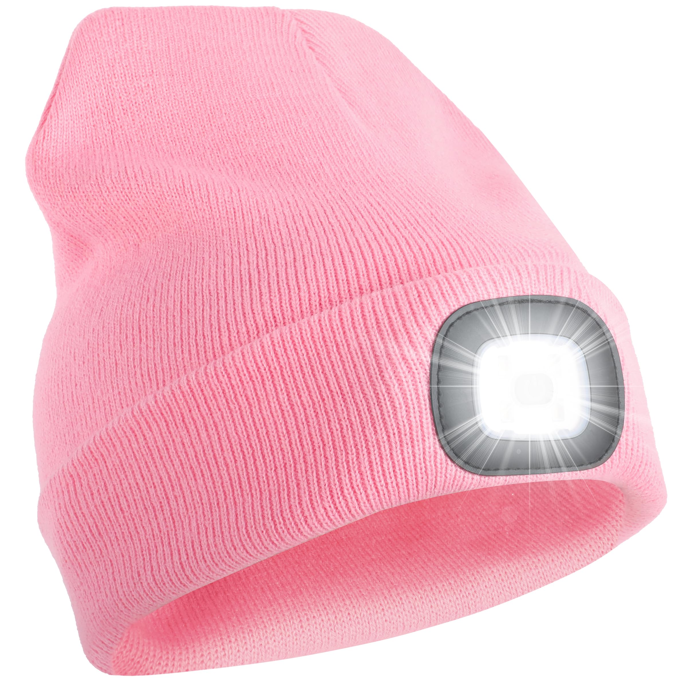 Ymhb Uni  Beanie Hat With Light  Usb Rechargeable Led Headlamp Hat Night Light Cap Christmas Stocking Stuffers Gifts For Men Dad Father Husband (Pink)