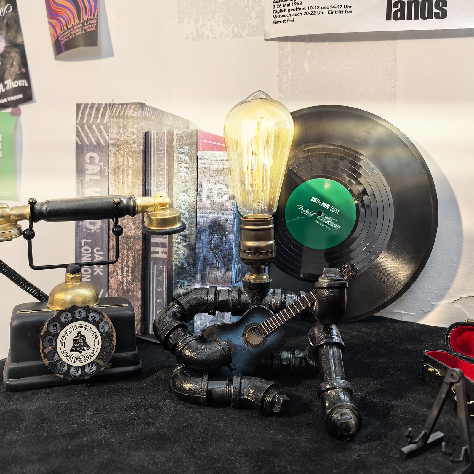 Friceoinw Music Guitar Table Lamp Cool Gifts for Music Lovers Guitar Gifts for Men Unique Guitar Player Gift Ideas Edison Bulb L