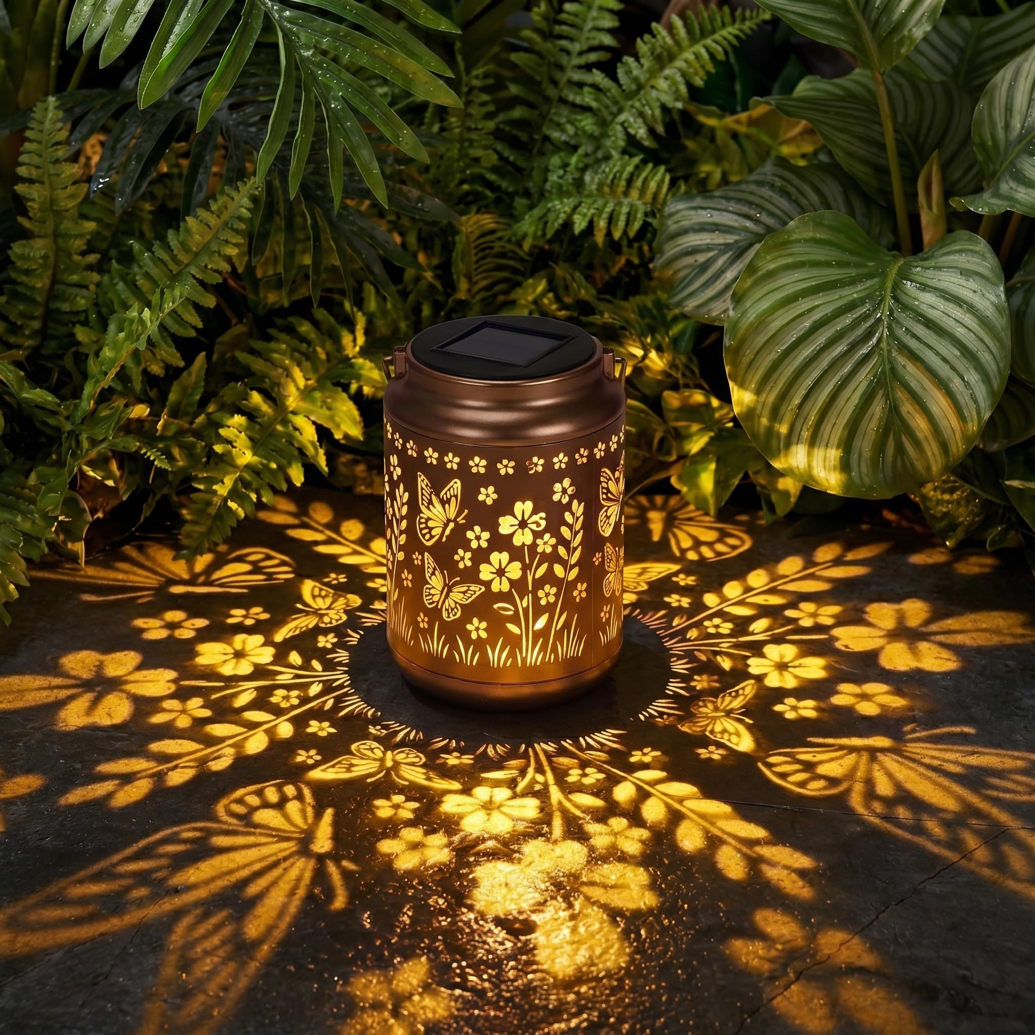 Lyeasw Garden Decor Butterfly Solar Lanterns Waterproof, Christmas Garden Gifts for Women Mom Grandma, Hanging Solar Lights for 