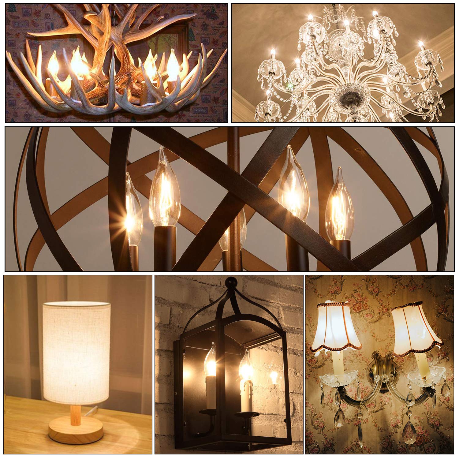 Hizashi 40W Equivalent E12 Dimmable Led Candelabra Bulbs, 2700K Soft Warm White, 4W 450Lm, Glass, 12 Pack