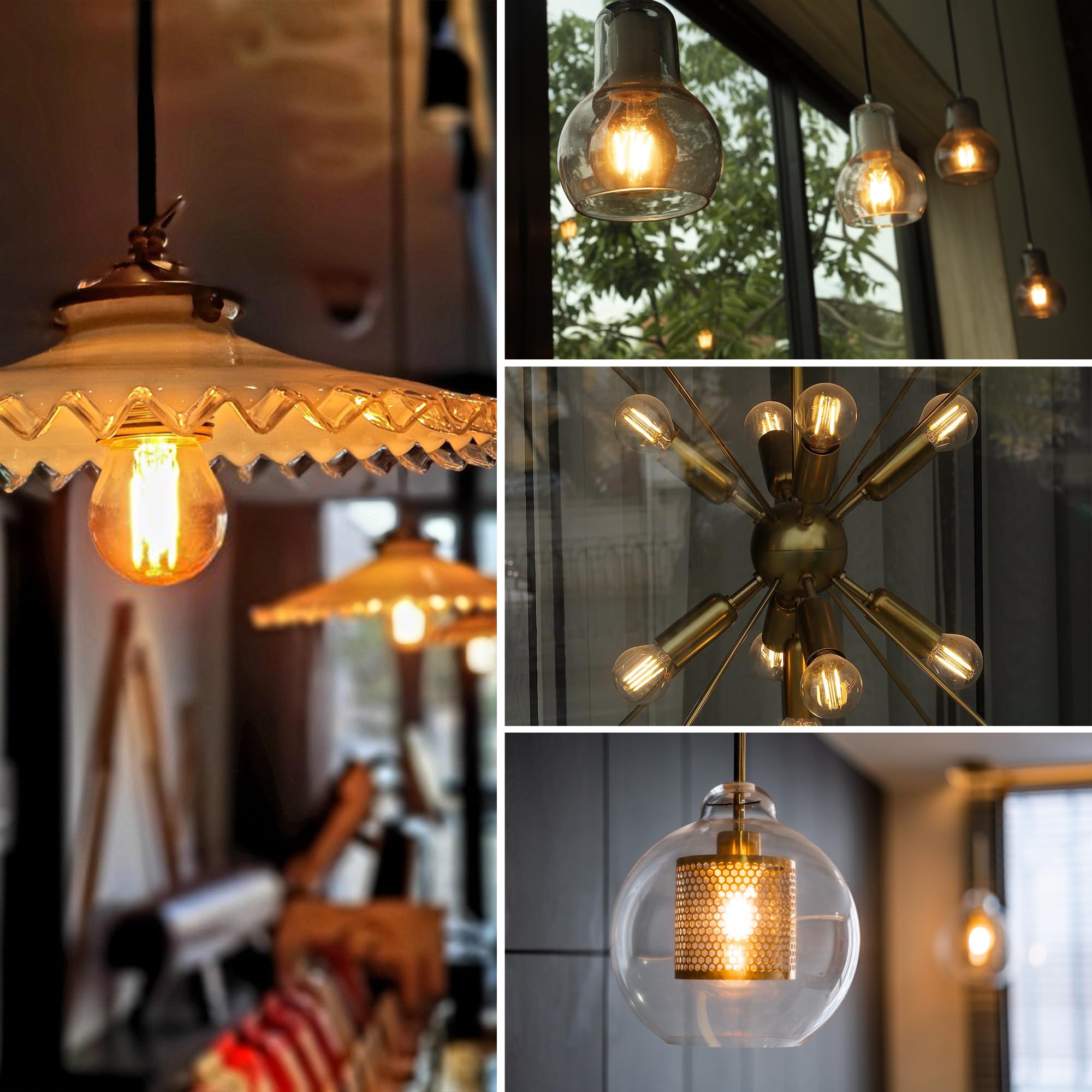 Grensk E26 Amber Led Light Bulbs 40 Watt,G16.5 4 Watt Edison Vintage Light Bulb,2700K Warm White For Home Or Commercial Lighting