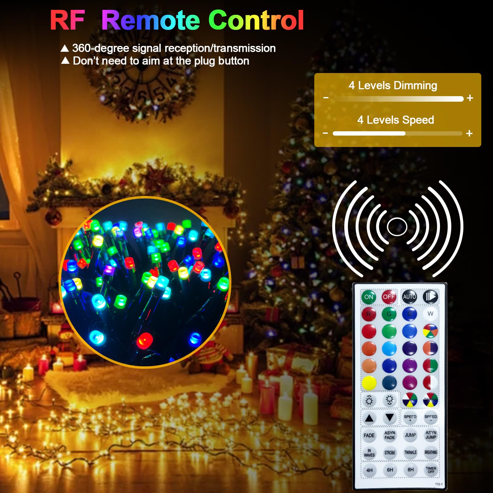 Multi-Color Rgb Christmas String Lights With Remote, 200 Leds 65.6 Ft 128 Modes Color Changing Christmas Tree Lights, Waterproof