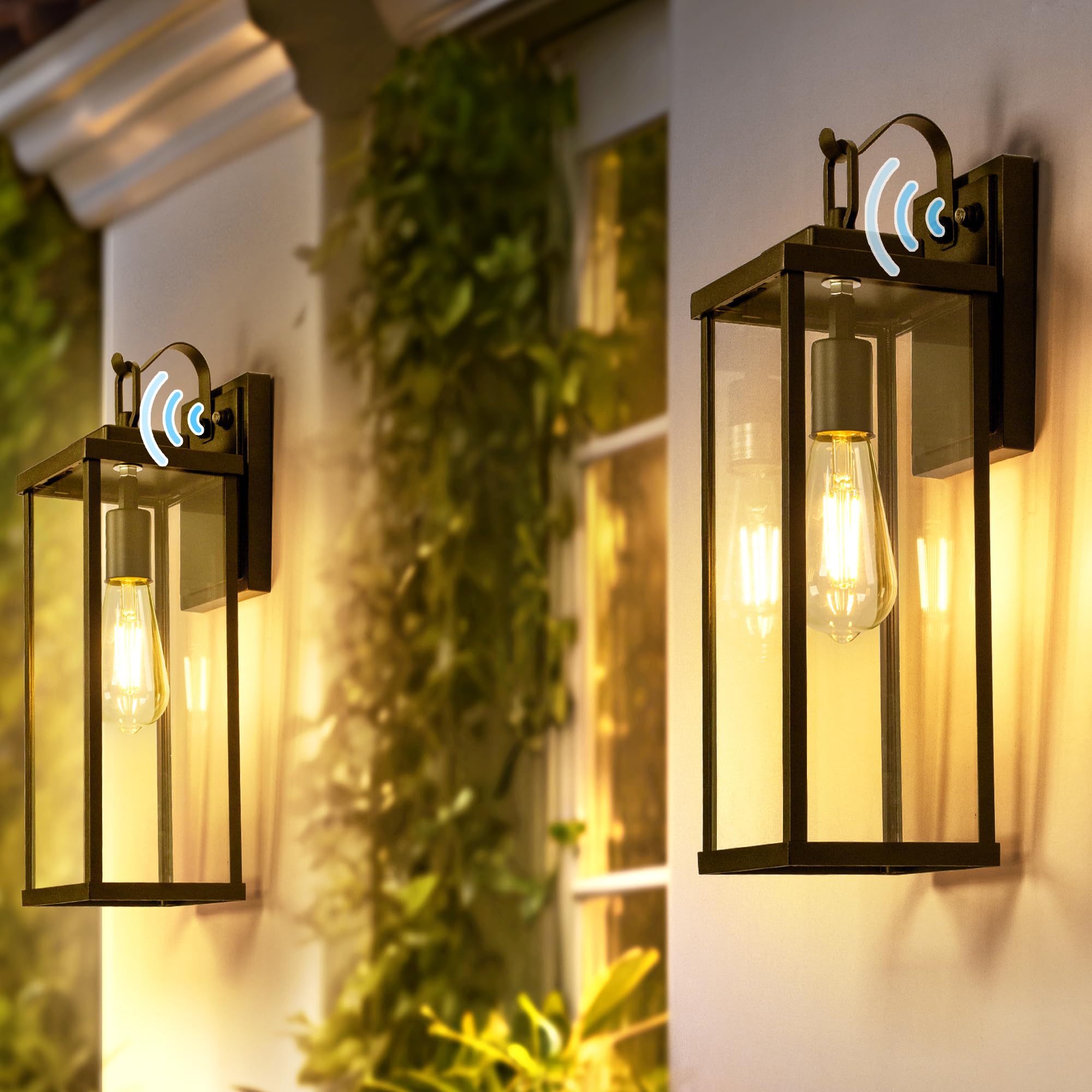 DORESshop 24 Inch Large Size Dusk to Dawn Outdoor Wall Lights, Matte Black Waterproof Anti-Rust Outdoor Light Fixtures Wall Moun